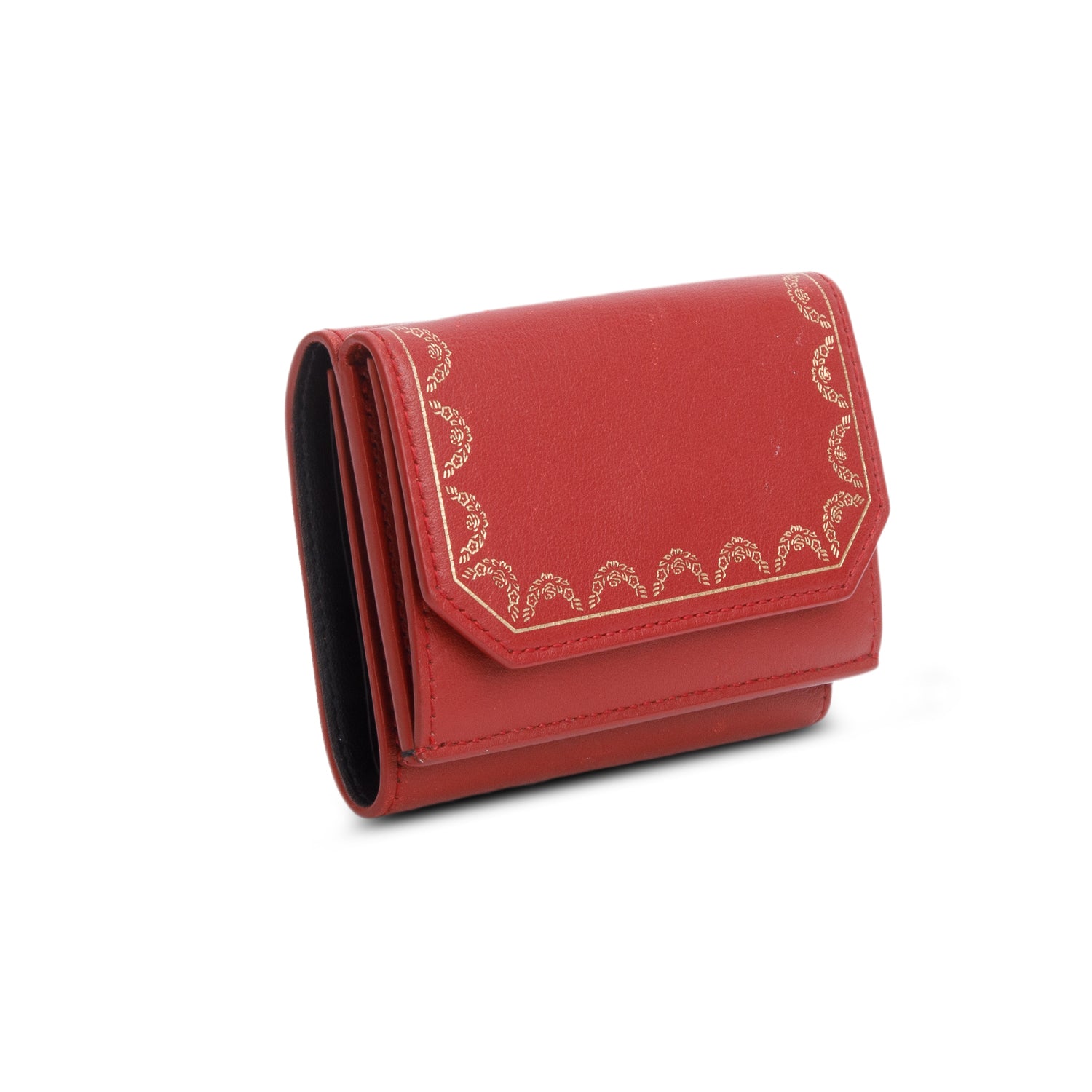 Cartier 2020 Red Leather Guirlande de Cartier Compact Wallet w/ Box & Certificate