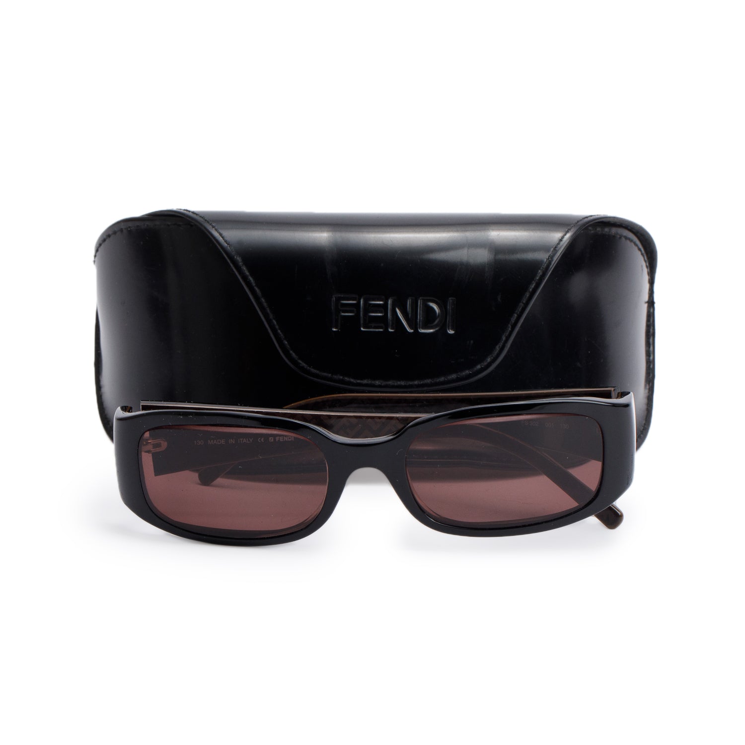 Fendi FS302 Brown Acetate Rectangle Sunglasses w/ Case