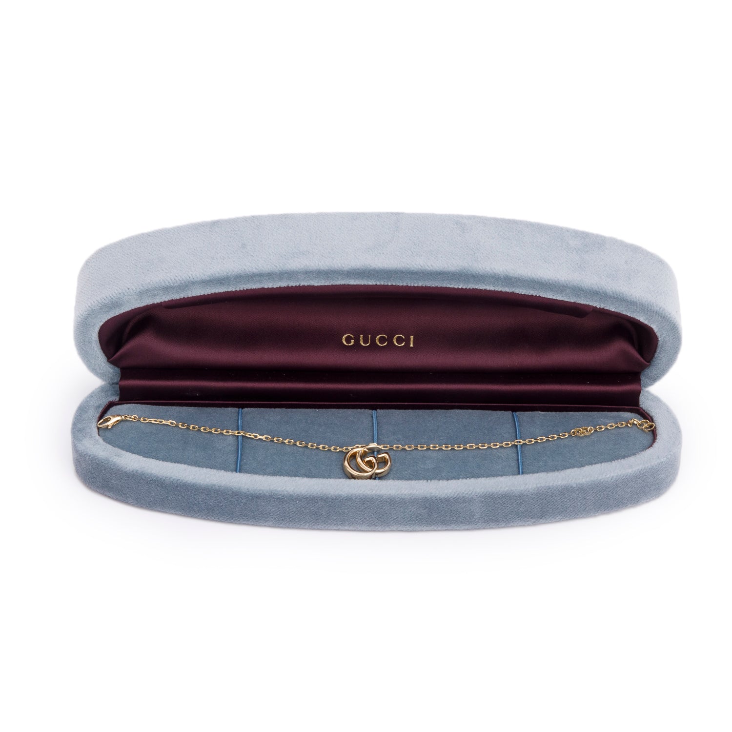 Gucci 18k Yellow Gold Running GG Logo Charm Bracelet w/ Box & Receipt