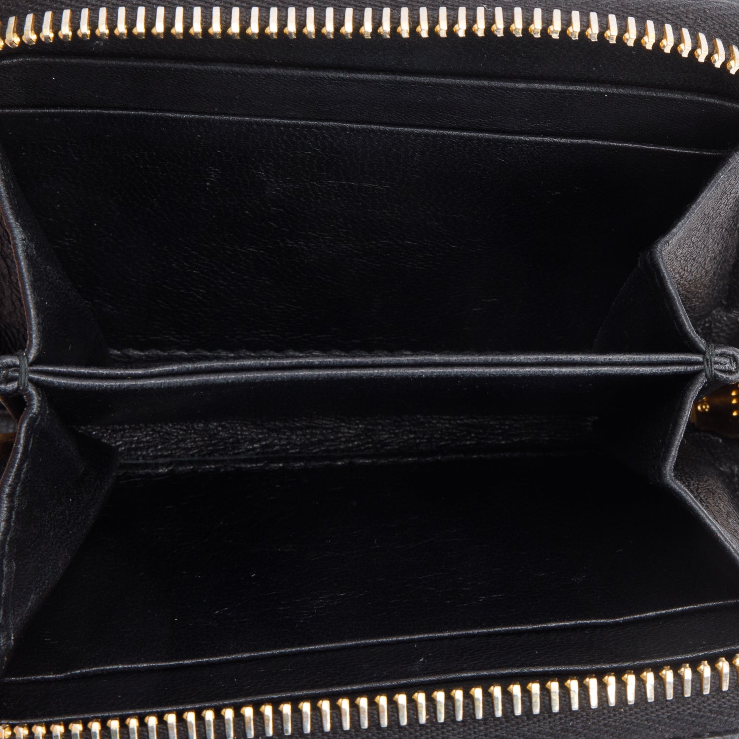 Prada Black Saffiano Leather Zip Around Compact Wallet