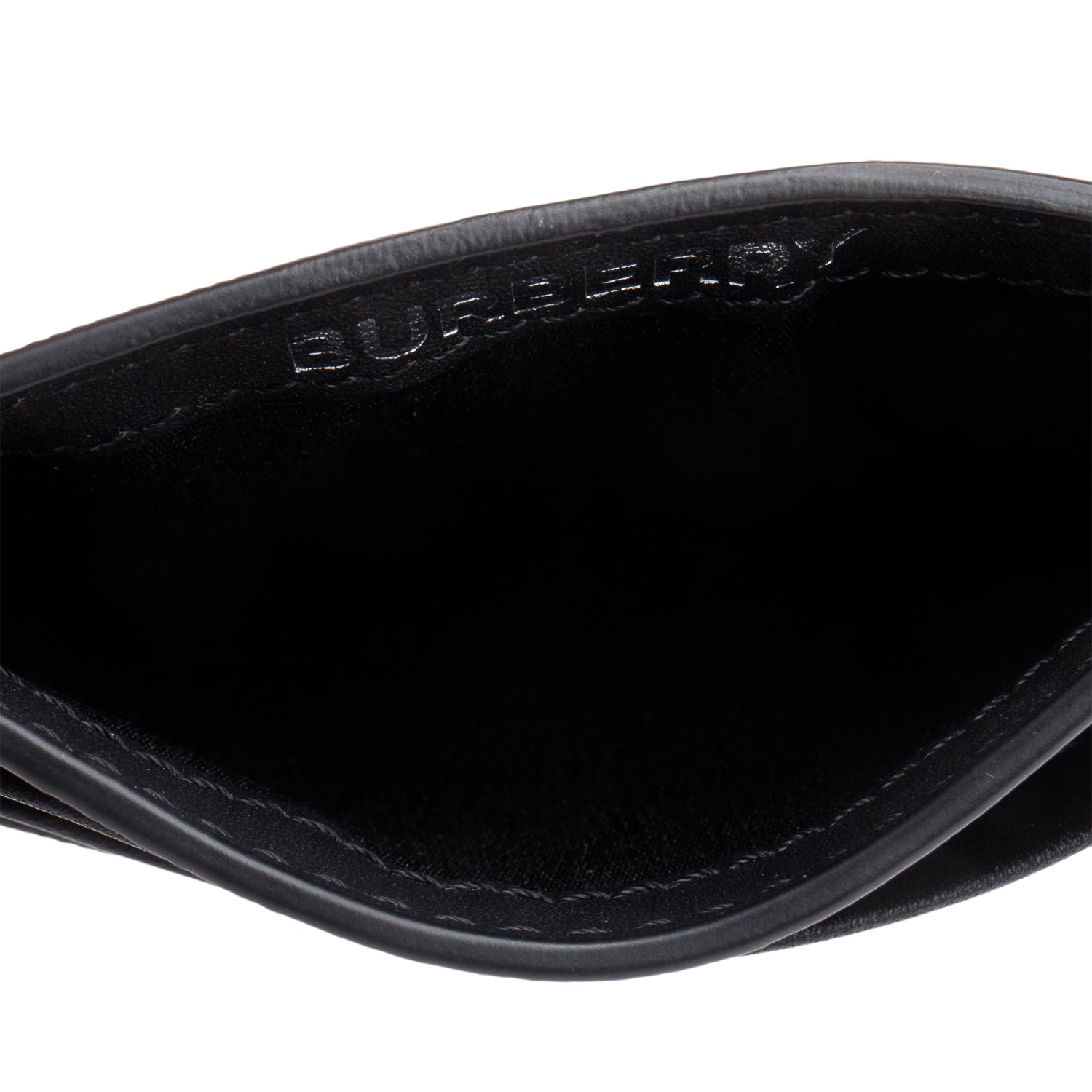 Burberry Black Leather Chase London Check Card Case w/ Box