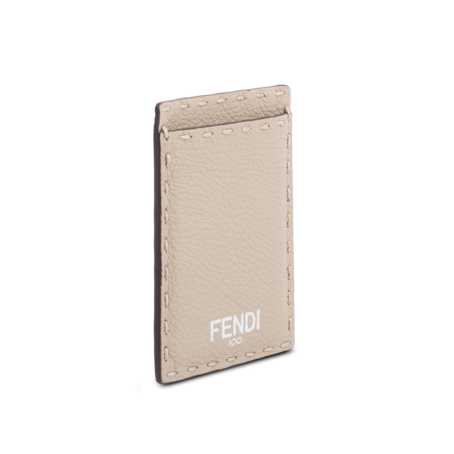 Fendi Beige Selleria Grained Leather Card Holder