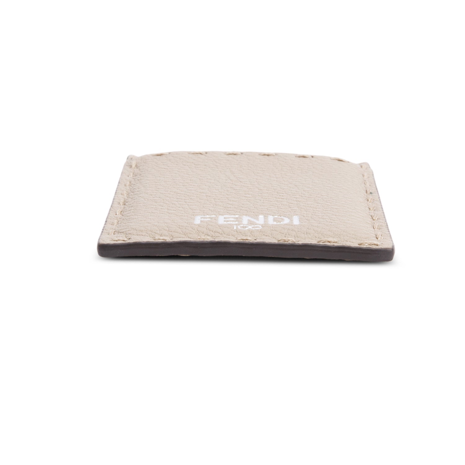 Fendi Beige Selleria Grained Leather Card Holder