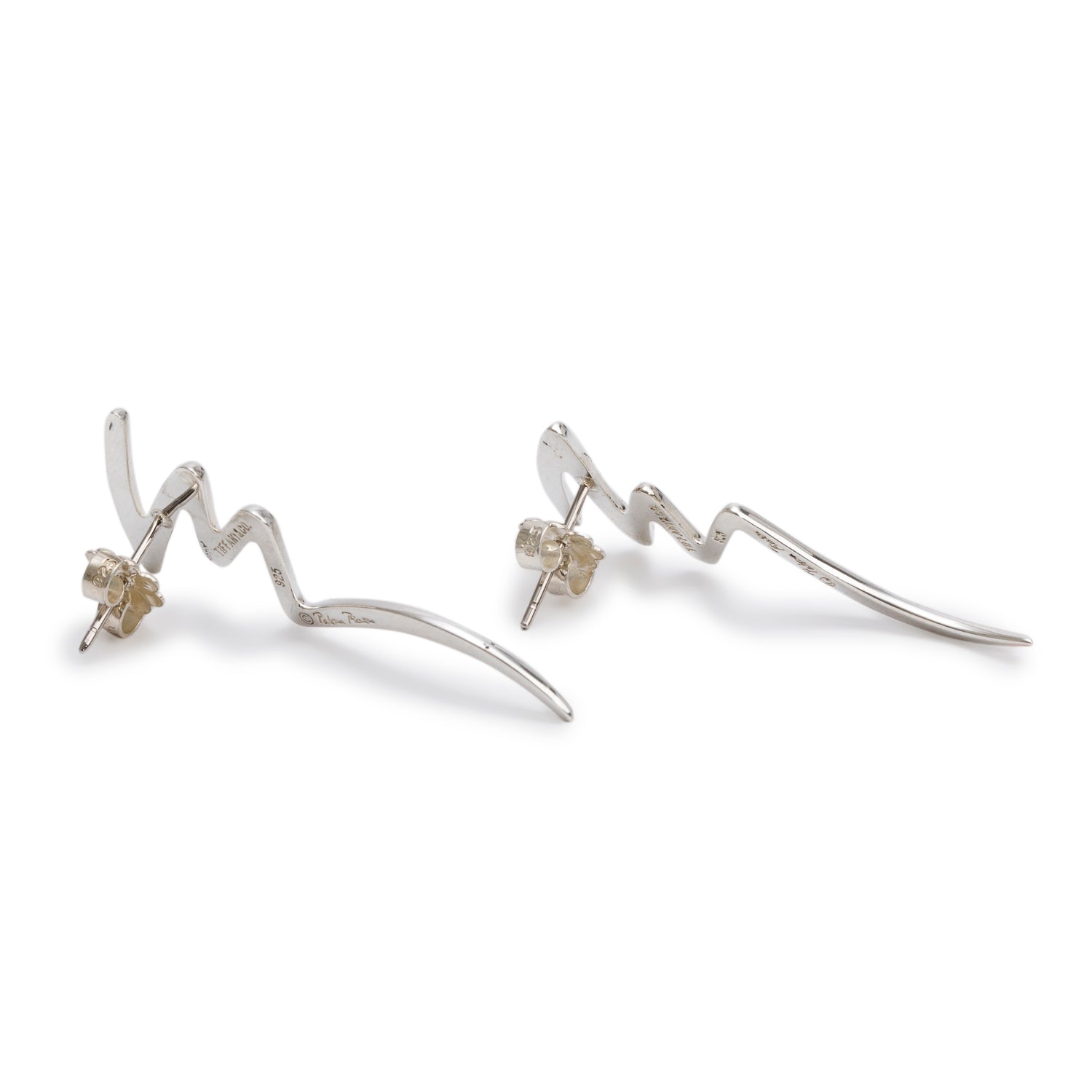 Tiffany & Co. Paloma Picasso Vintage Sterling Silver Zig Zag Scribble Earrings