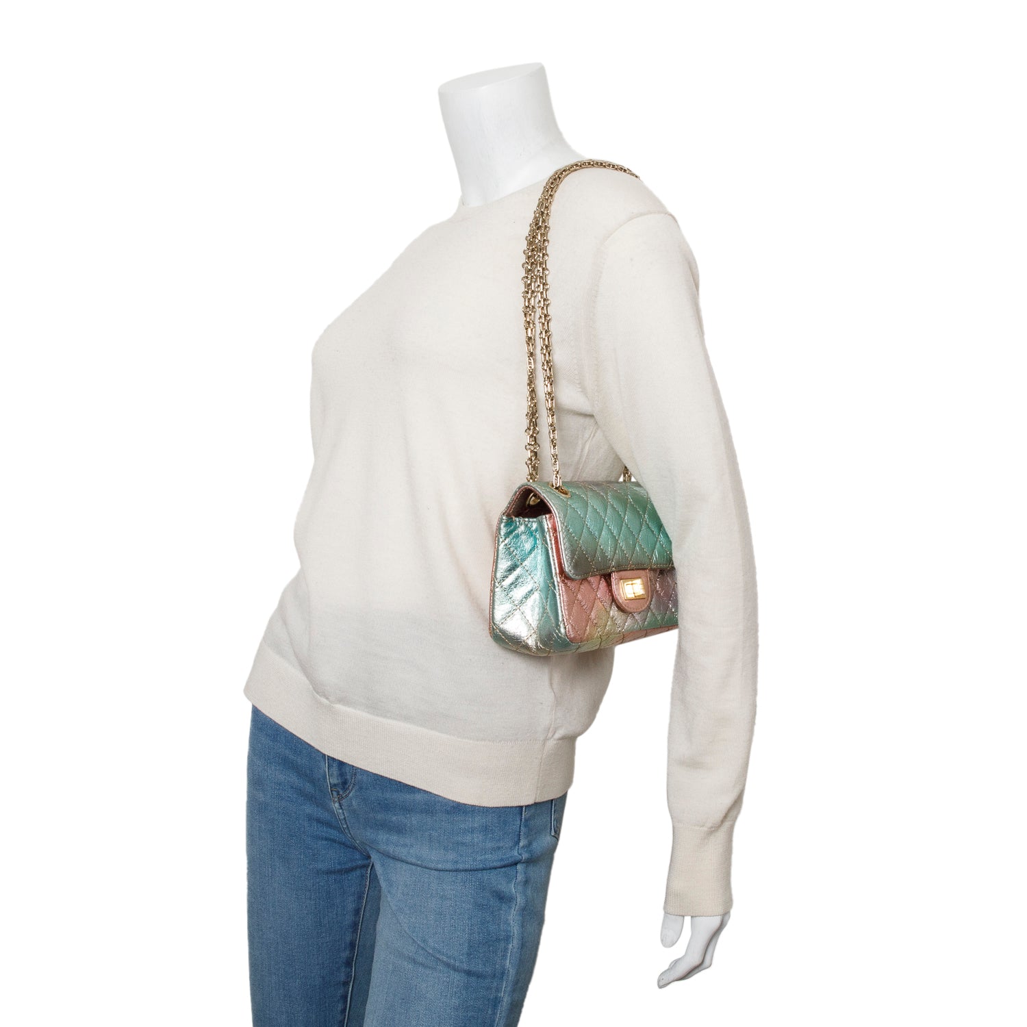 Chanel 2020 Multicolor Metallic Goatskin Quilted 2.55 Reissue Mini Flap w/ Box & Authenticity Card