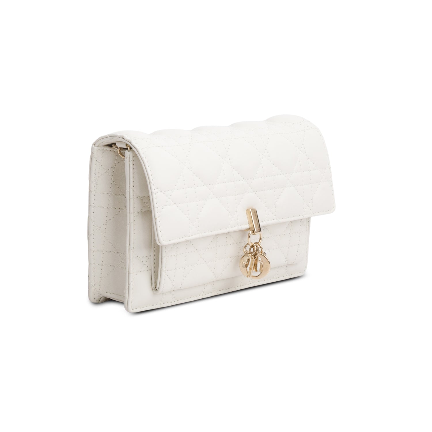 Christian Dior 2022 White Lambskin Cannage My Dior Daily Chain Pouch