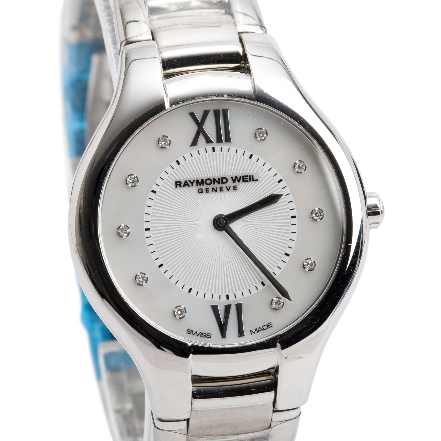 Raymond Weil Stainless Steel Noemia 32 MM Quartz Watch Mother of Pearl Diamond Dial 5132 w/ Box & Papers