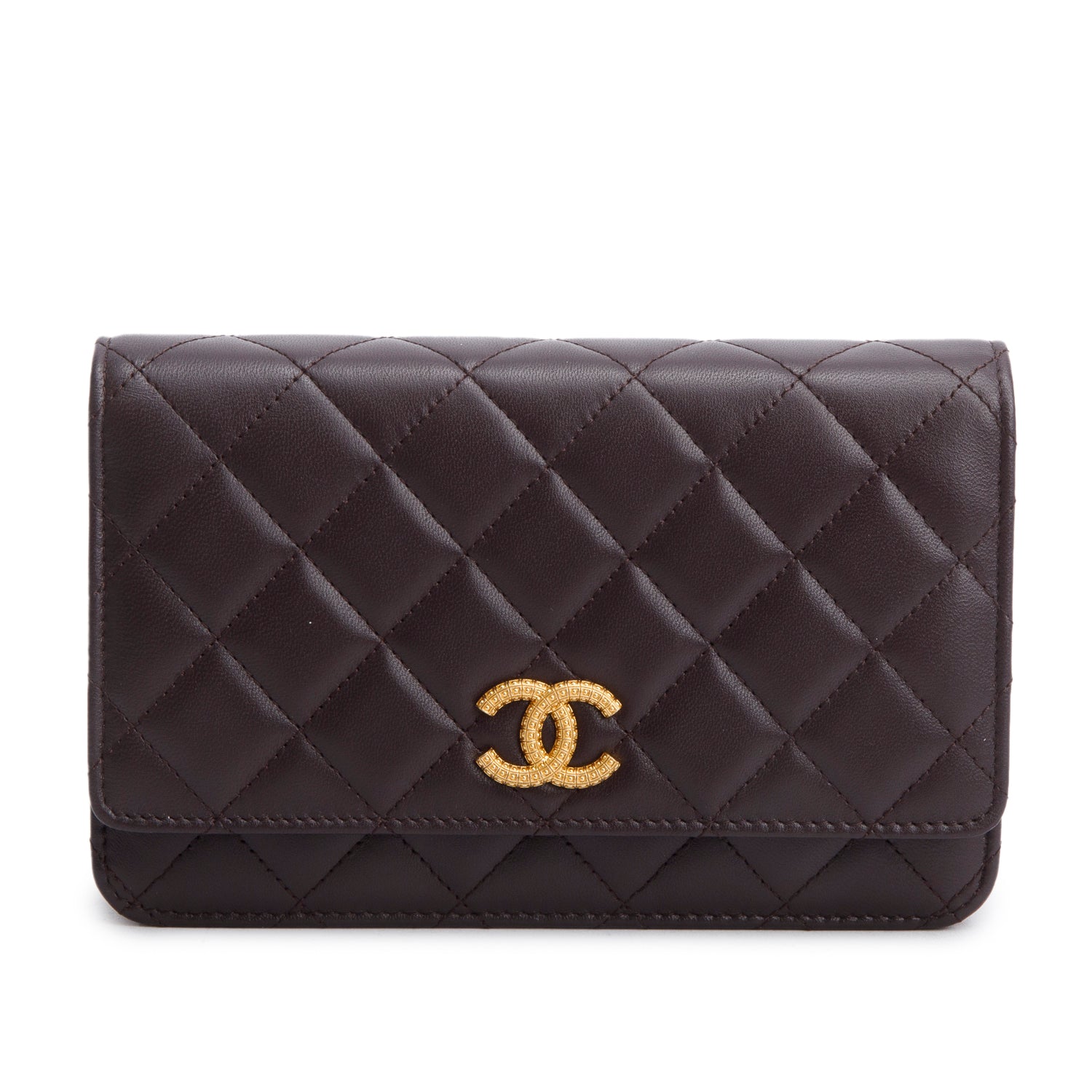 Chanel Burgundy Lambskin Quilted CC Logo Wallet on Chain