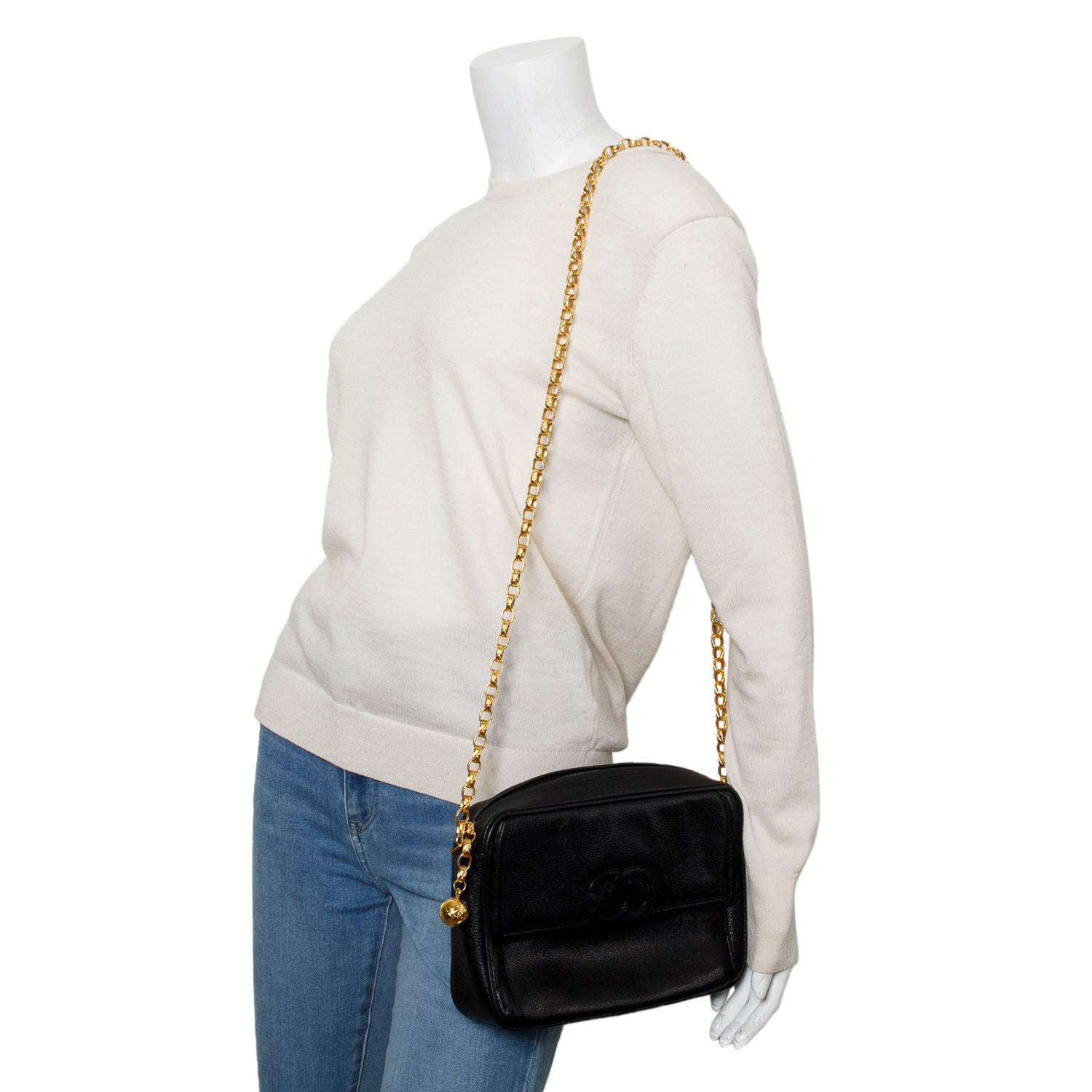 Chanel Vintage Black Caviar Bijoux Camera Bag