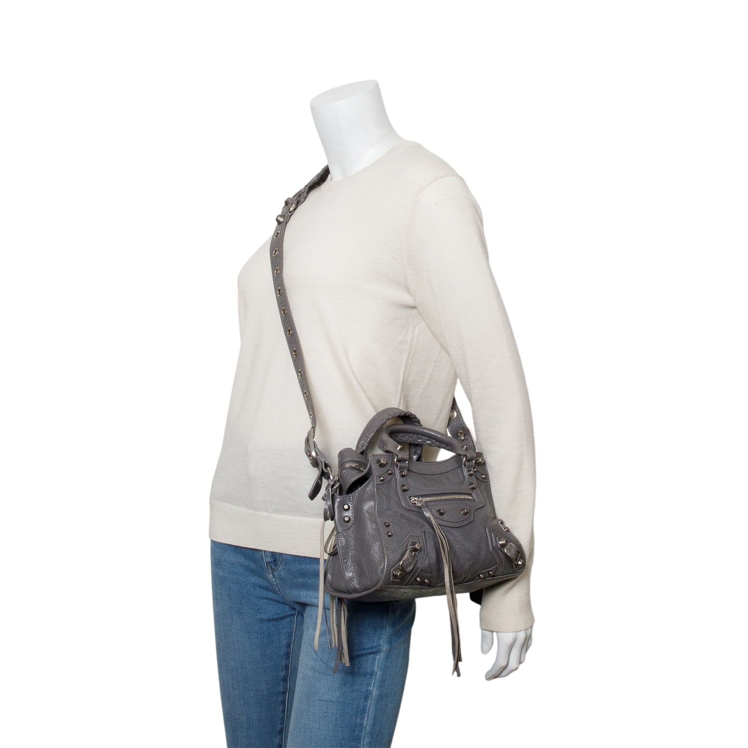 Balenciaga Grey Agneau Leather Neo Cagole XS City Bag w/ Strap