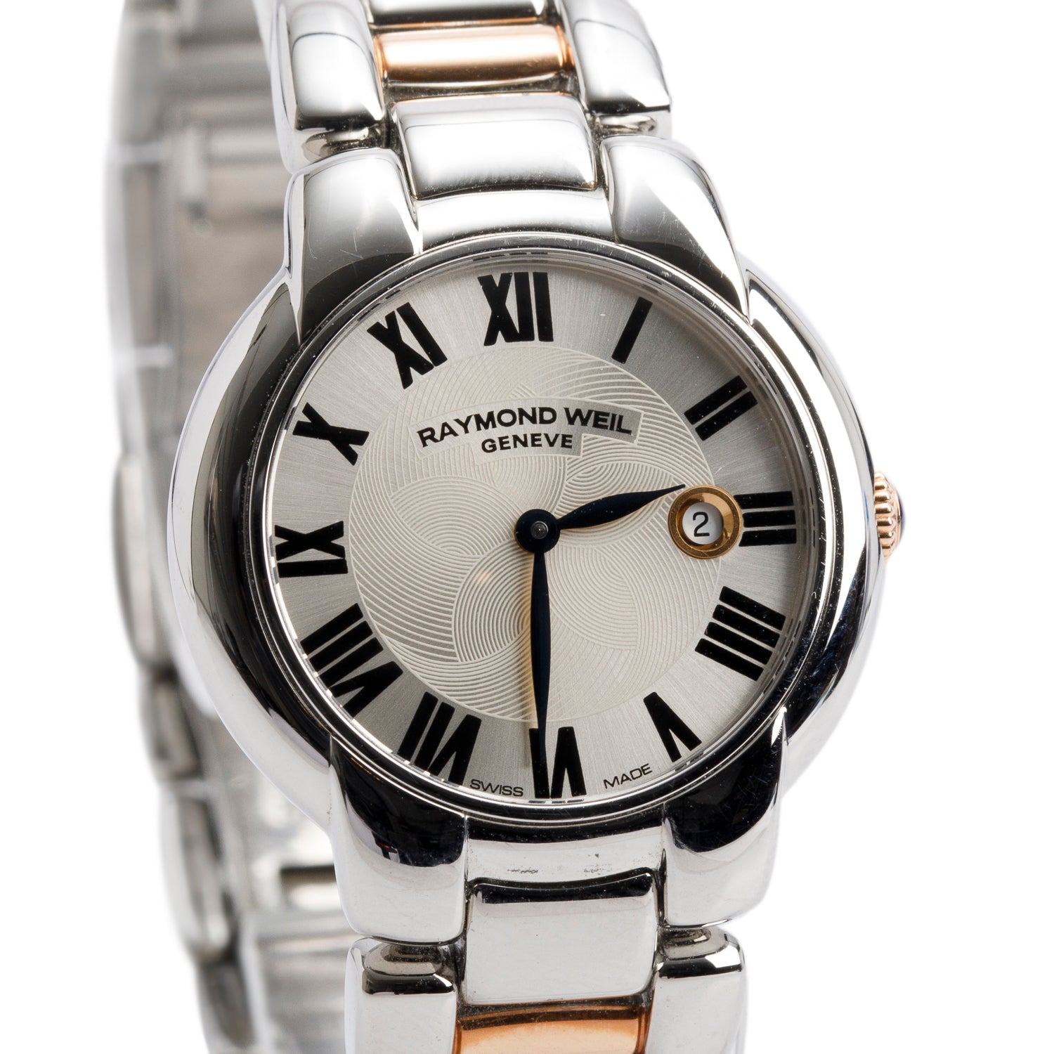 Raymond Weil Stainless Steel & Rose Gold PVD Jasmine 29 MM Quartz Watch Silver Dial 5229 w/ Box & Card