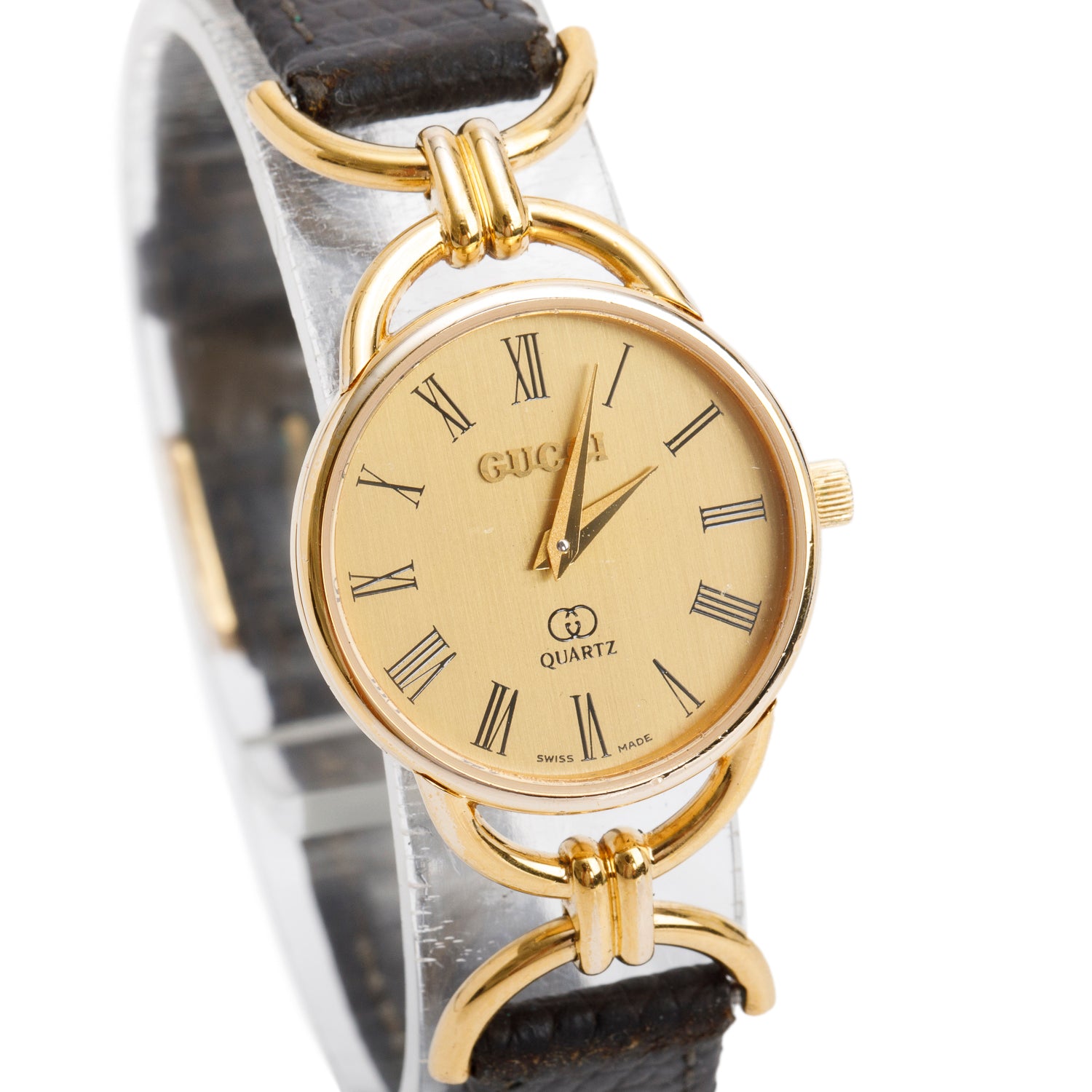 Gucci Gold-Plated Stainless Steel 6000 Series 23 MM Quartz Watch Gold Dial w/ Box
