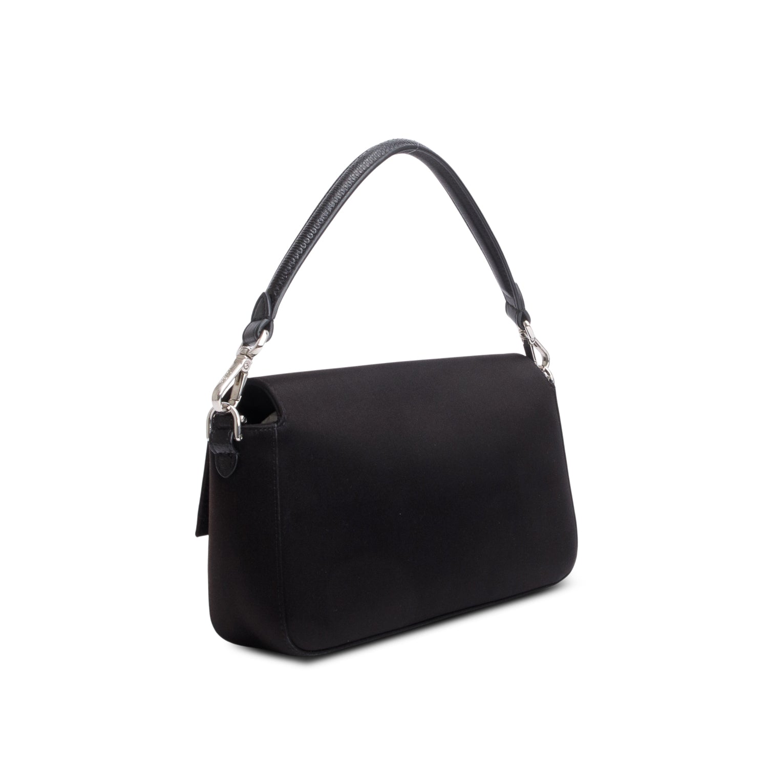 Fendi Black Satin Crystal Baguette