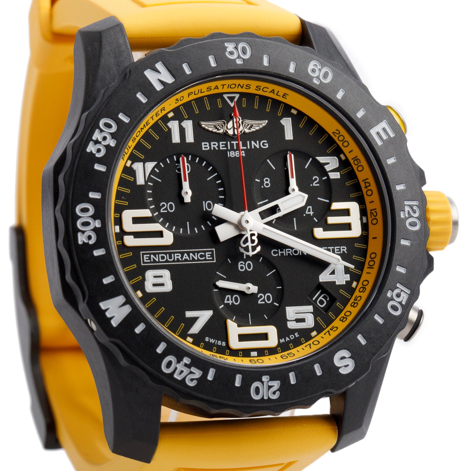 Breitling Breitlight Black Polymer Endurance Pro 44MM Watch Yellow X82310 w/ Box & Papers