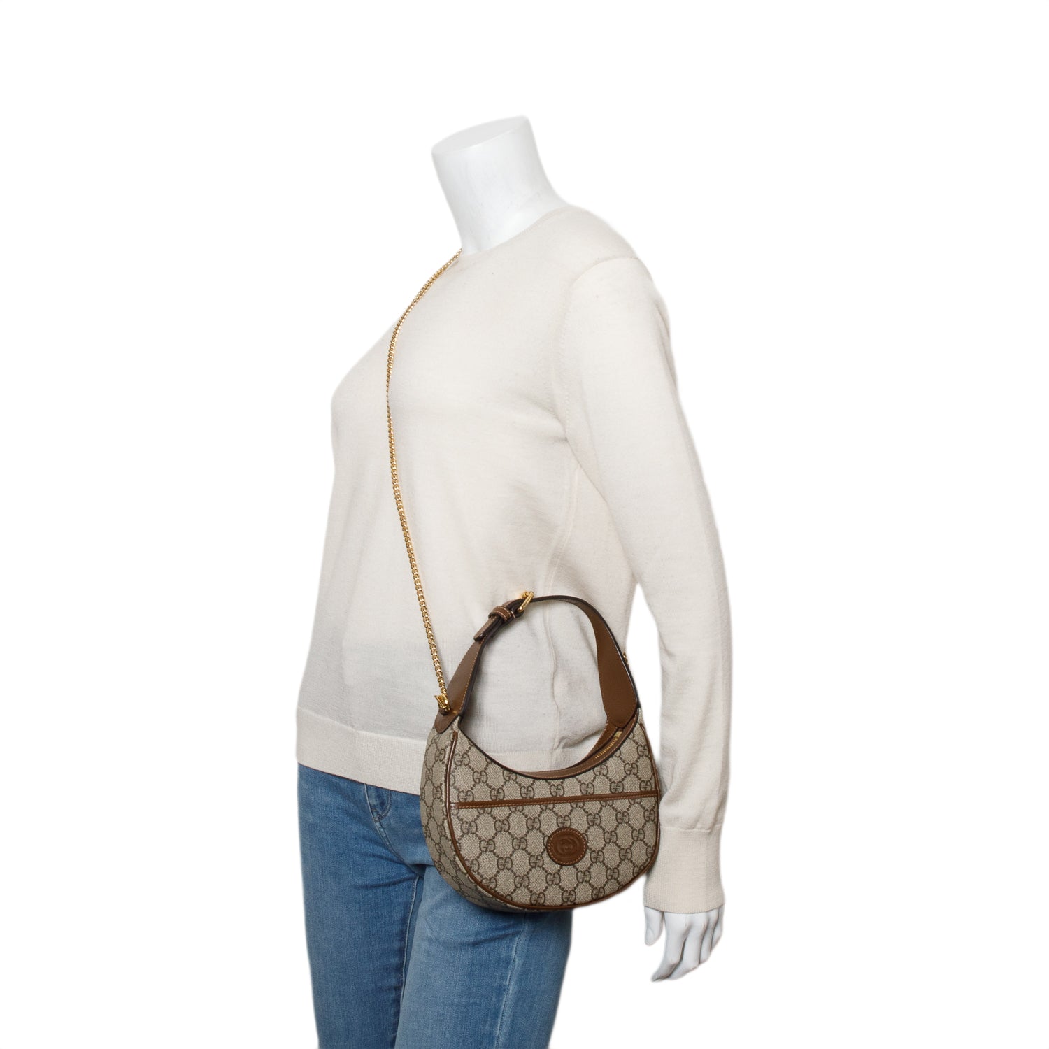 Gucci GG Supreme Interlocking G Half-Moon Shaped Mini Bag