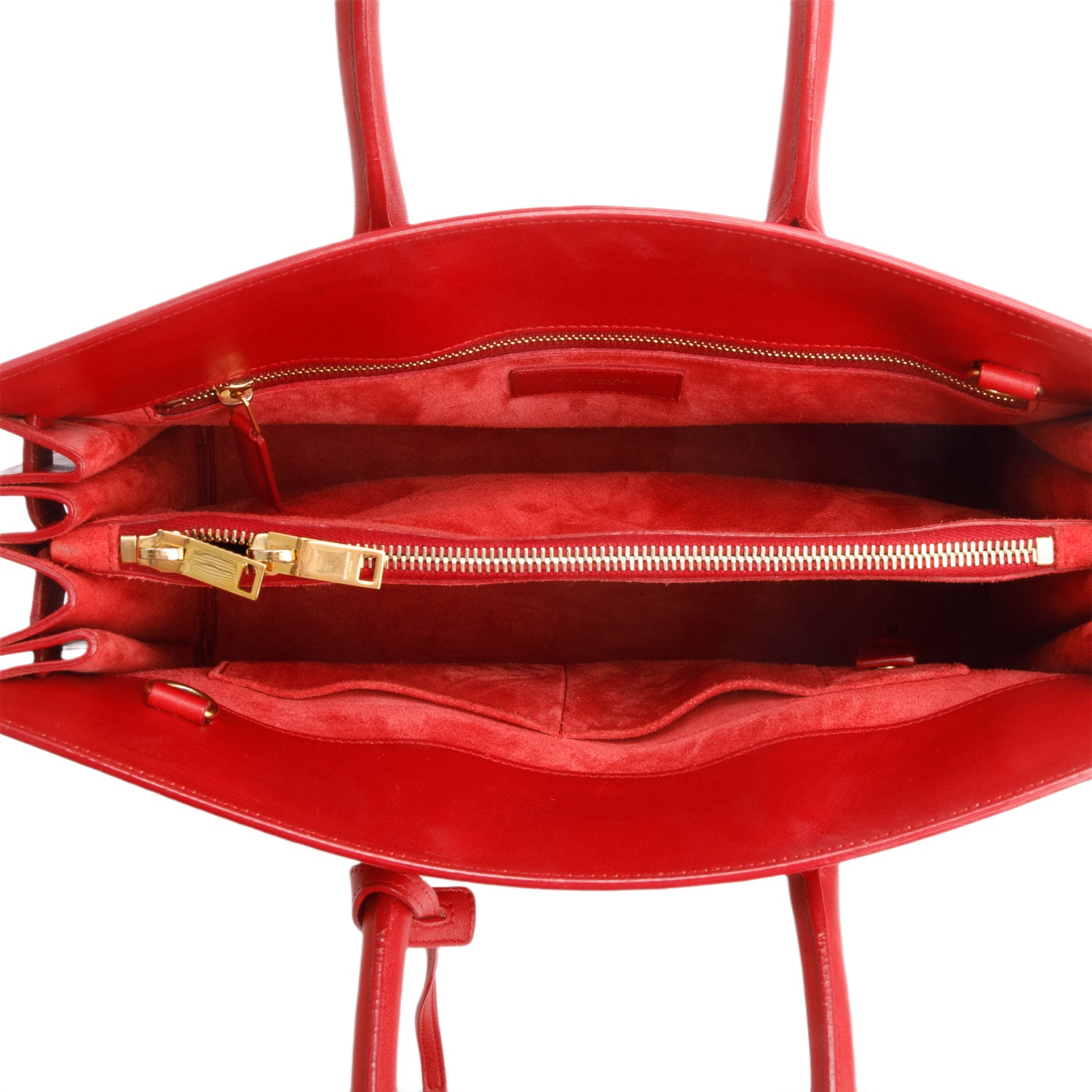 Saint Laurent Red Calfskin Leather Small Sac de Jour w/ Strap