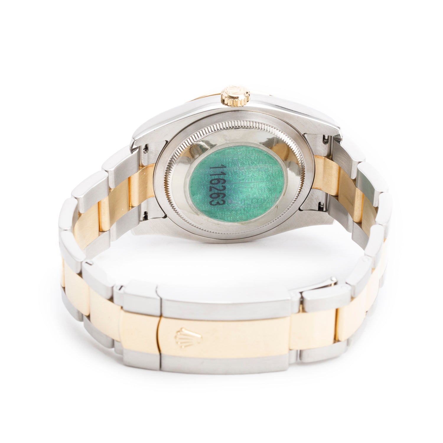 Rolex Stainless Steel & 18k Yellow Gold Datejust Turn-O-Graph 36 MM Automatic Watch Gold Dial 116263 w/ Box & Papers