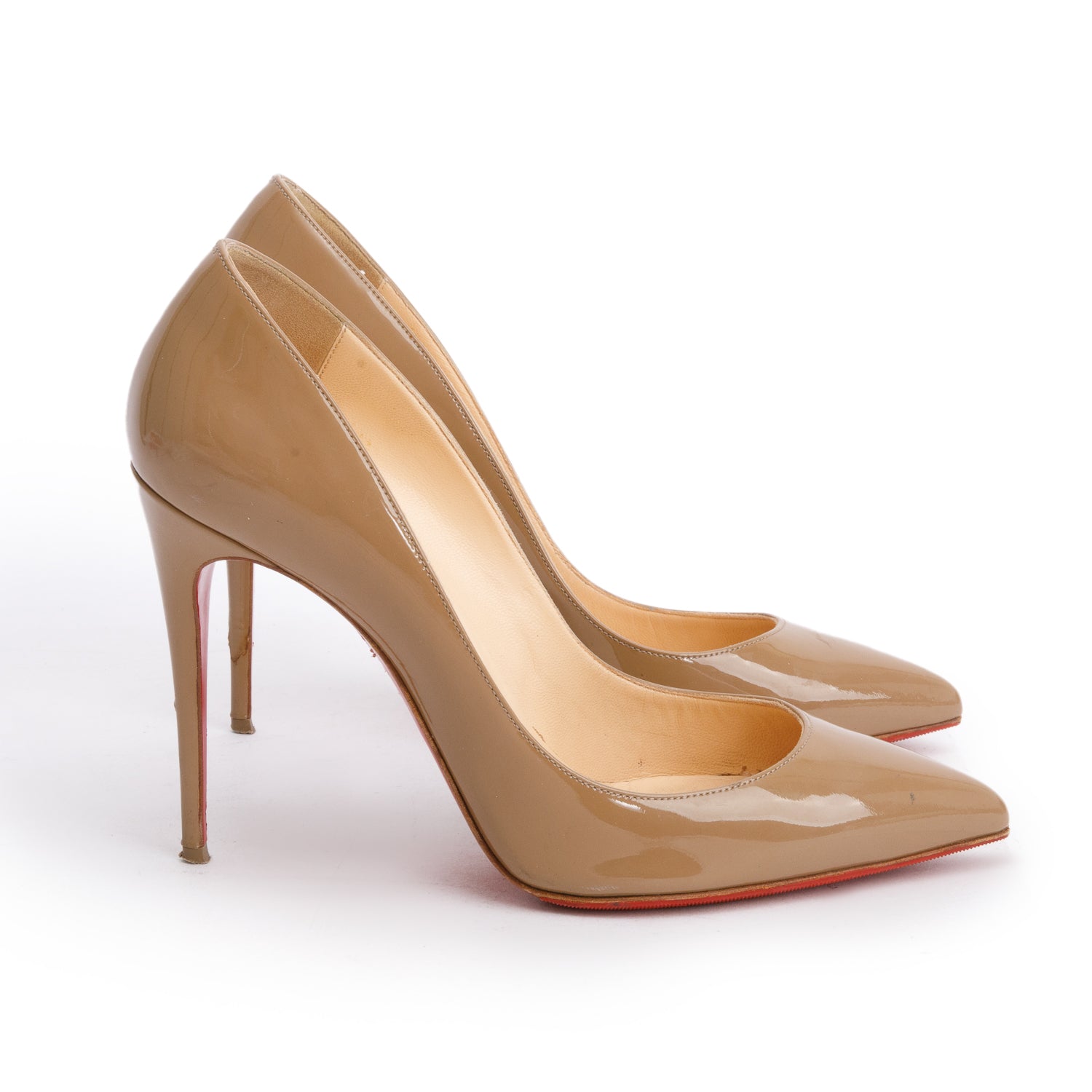 Christian Louboutin Beige Patent Leather So Kate 100 Pumps, Size 38.5