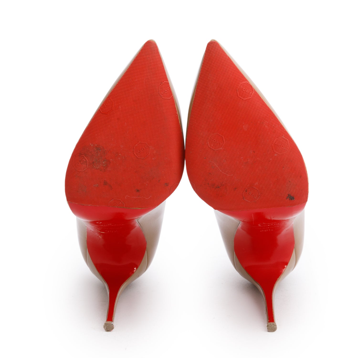 Christian Louboutin Beige Patent Leather So Kate 100 Pumps, Size 38.5