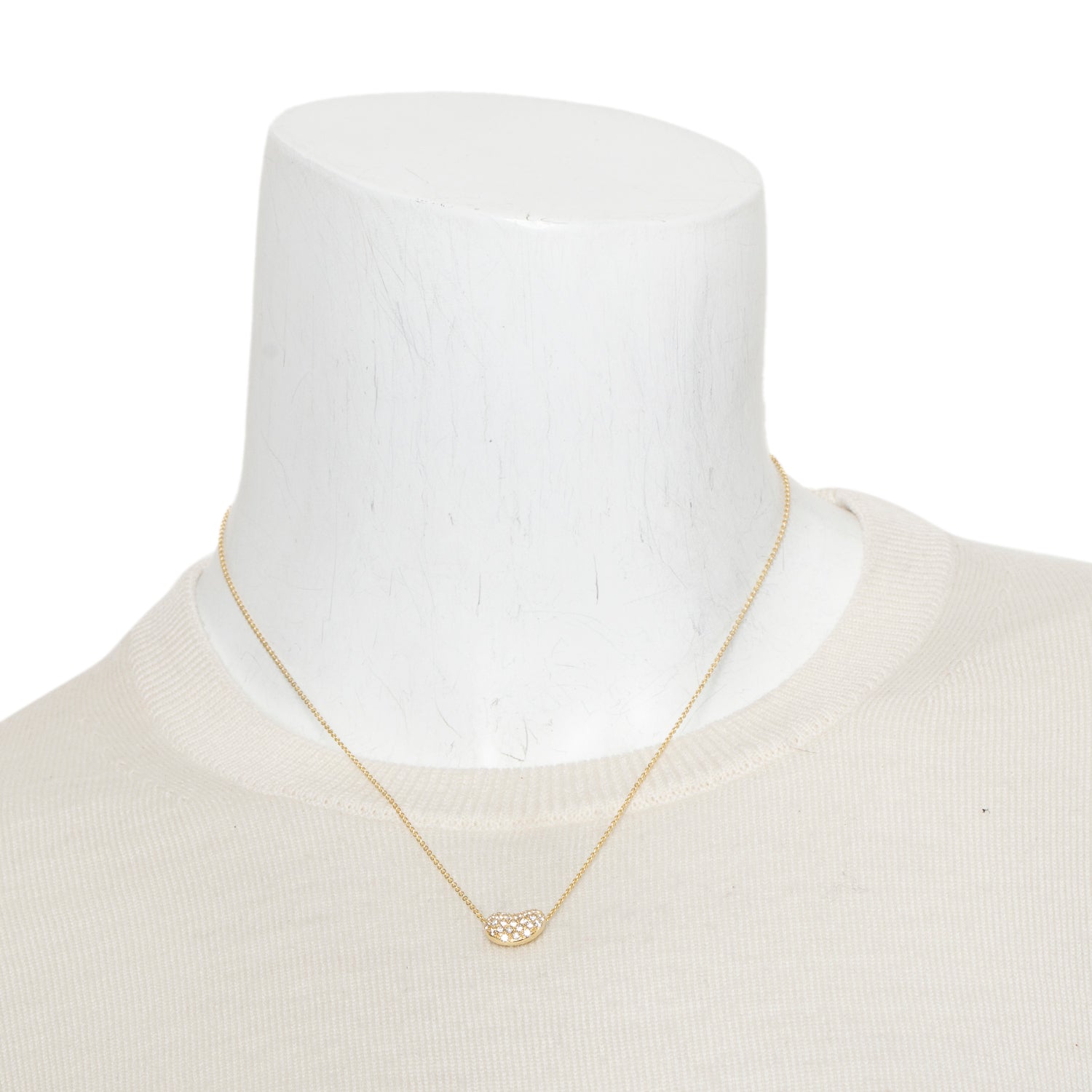 Tiffany & Co. 2023 Elsa Peretti 18k Yellow Gold Diamond 12 MM Bean Pendant Necklace w/ Box & Receipt