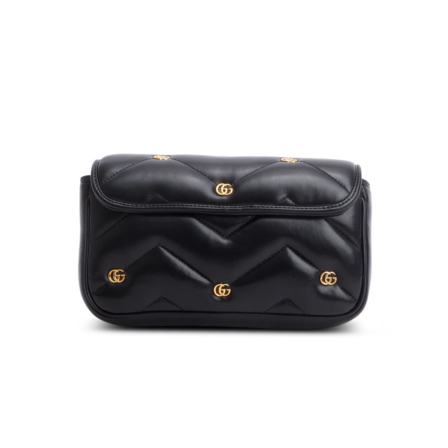 Gucci Black Calfskin Matelasse GG Marmont Shoulder Bag w/ Box & Card Holder