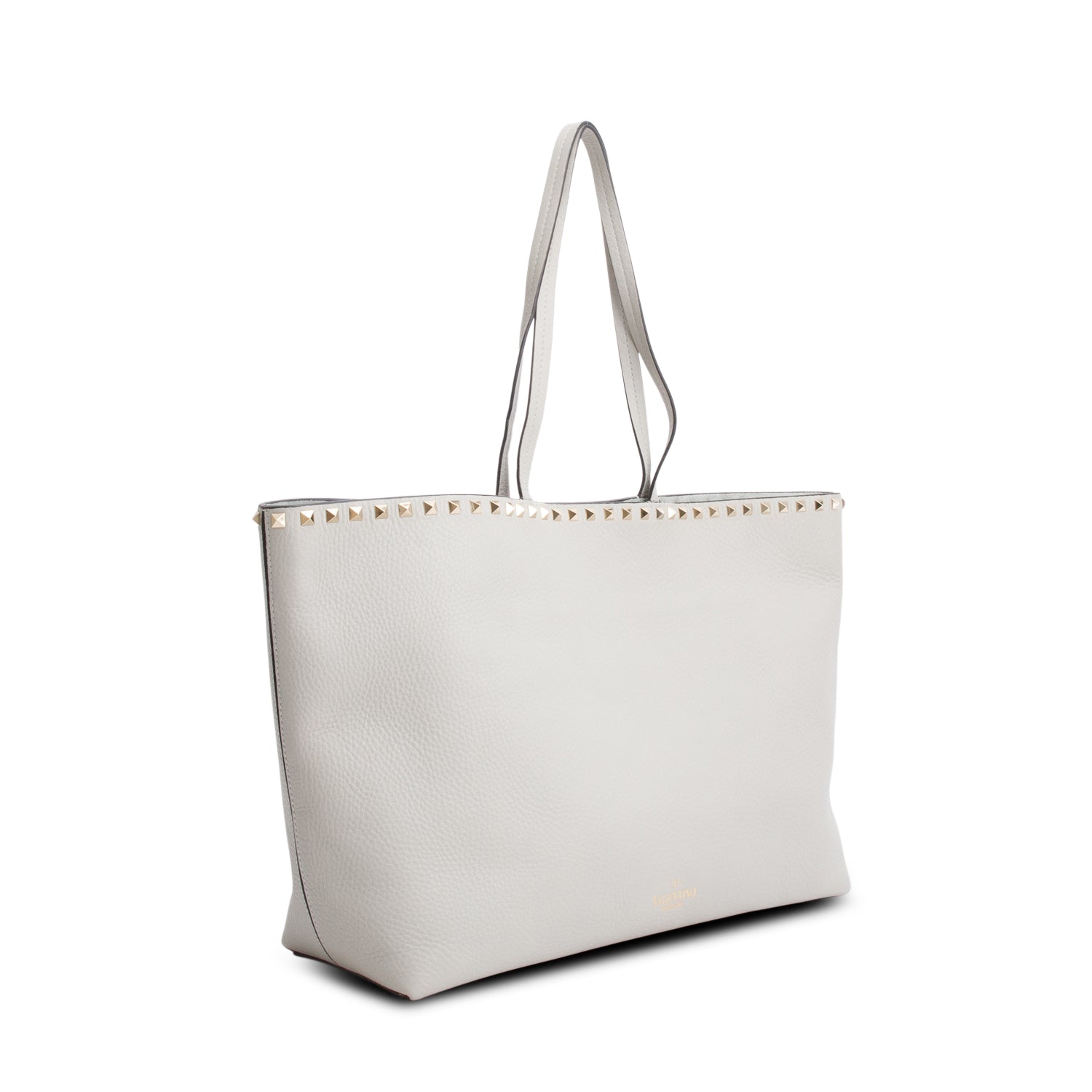 Valentino Grey Grained Calfskin Large Rockstud Tote