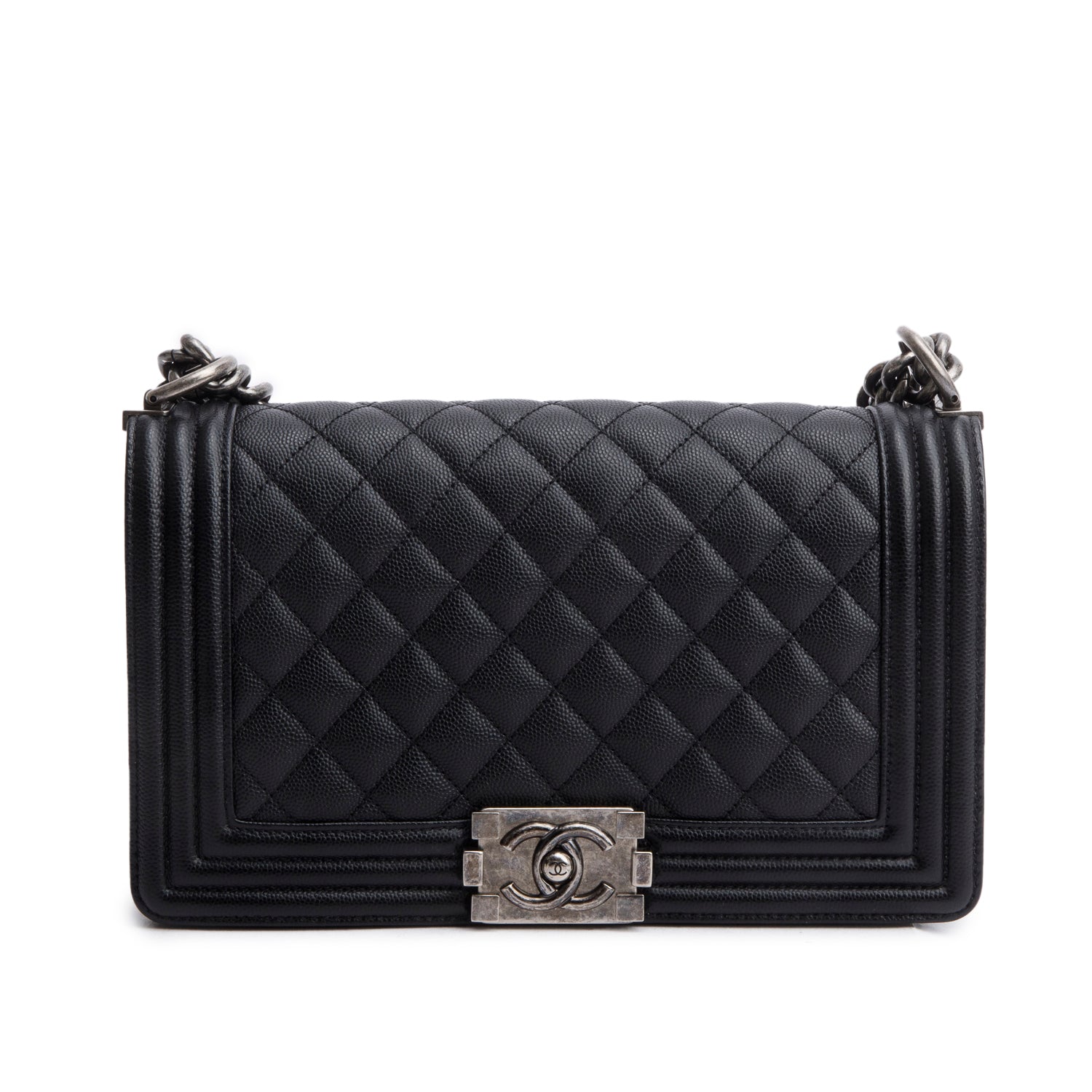 Chanel 2023 Black Caviar Quilted Medium Boy Flap Bag w/ Box & Receipt