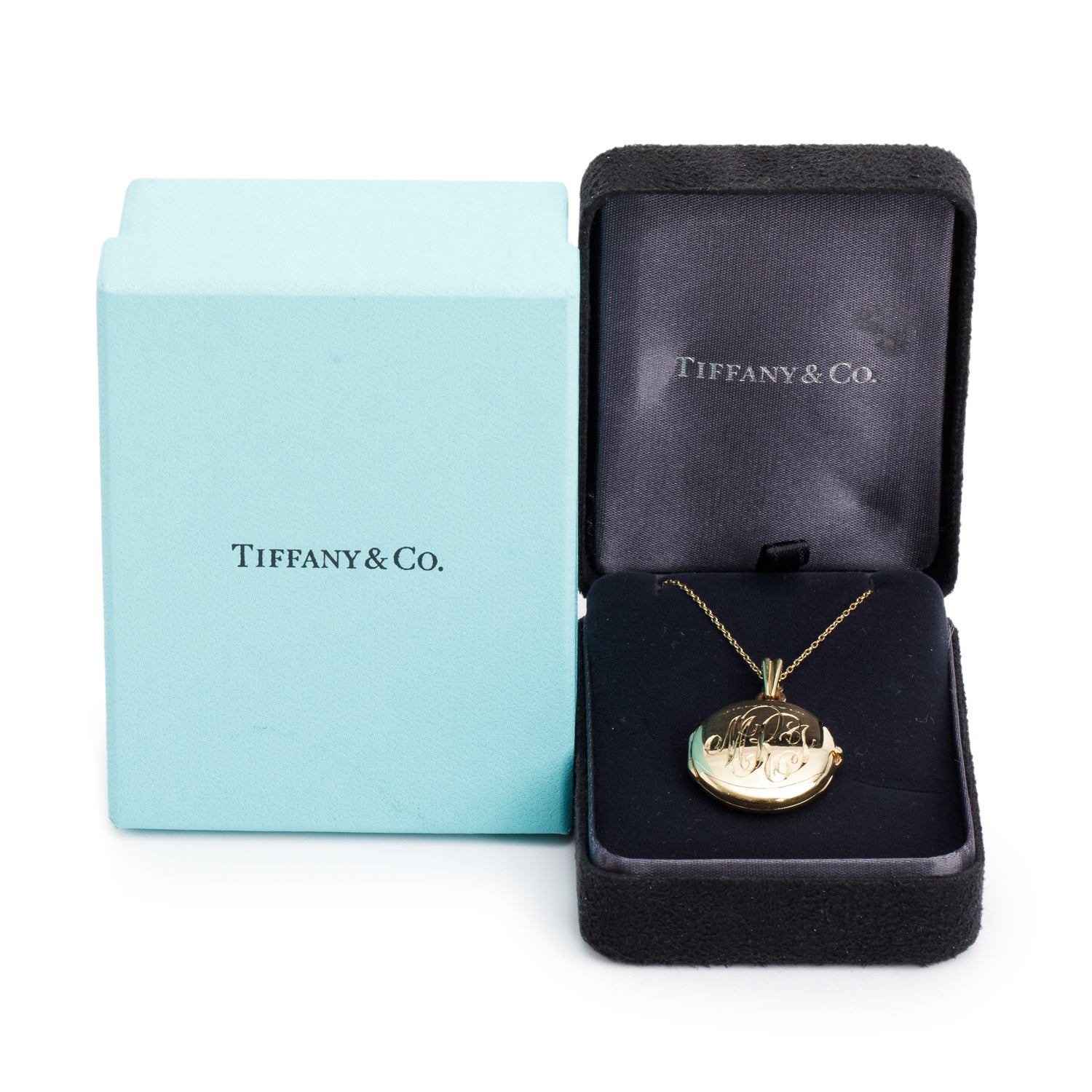 Tiffany & Co. Vintage 18k Yellow Gold Locket Pendant Necklace w/ Box