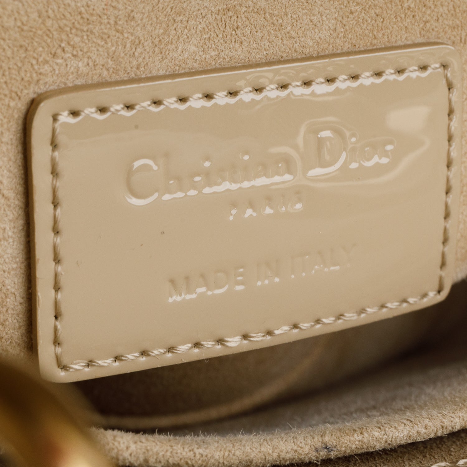 Christian Dior 2022 Beige Patent Cannage Leather Small Lady Dior w/ Strap