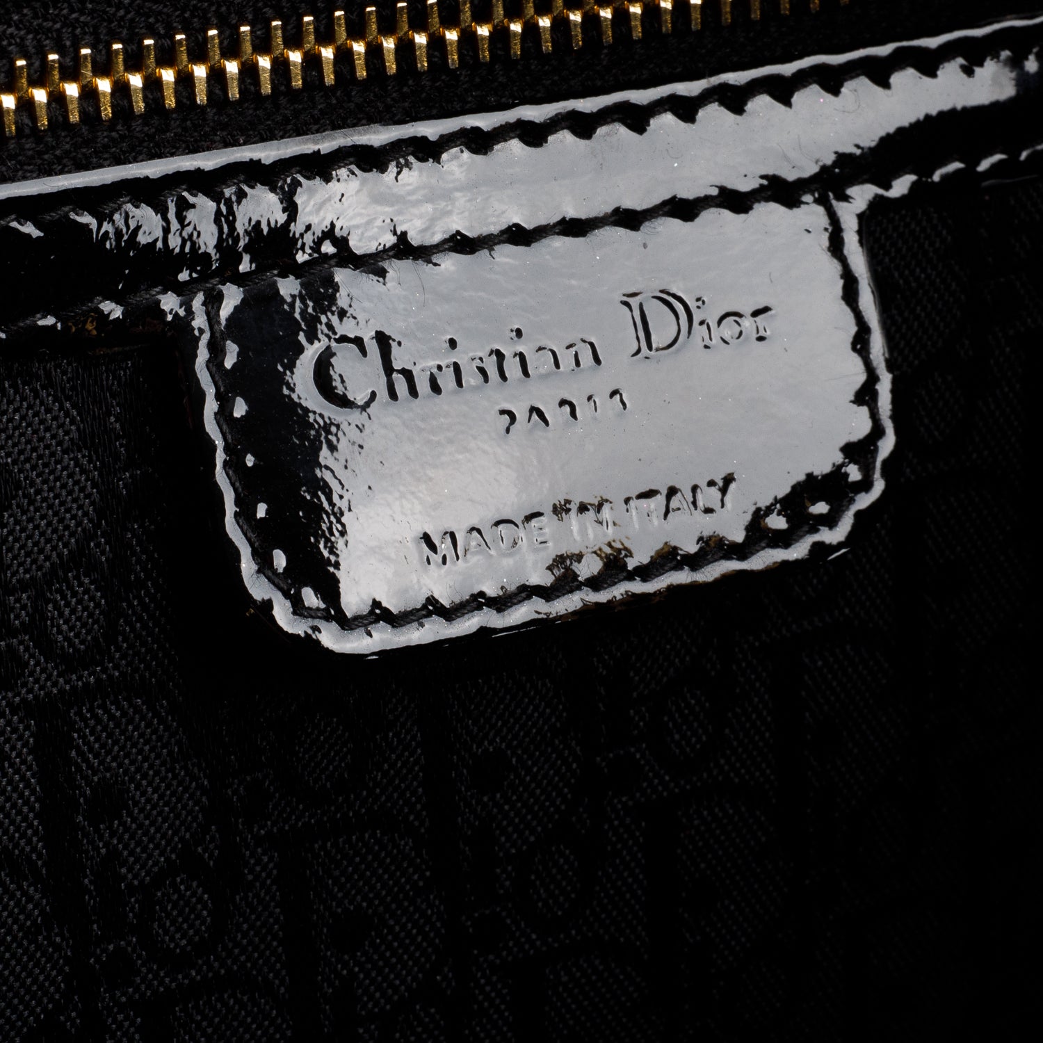 Christian Dior Black Cannage Patent Leather Large Lady Dior w/ Authenticity Card & Strap