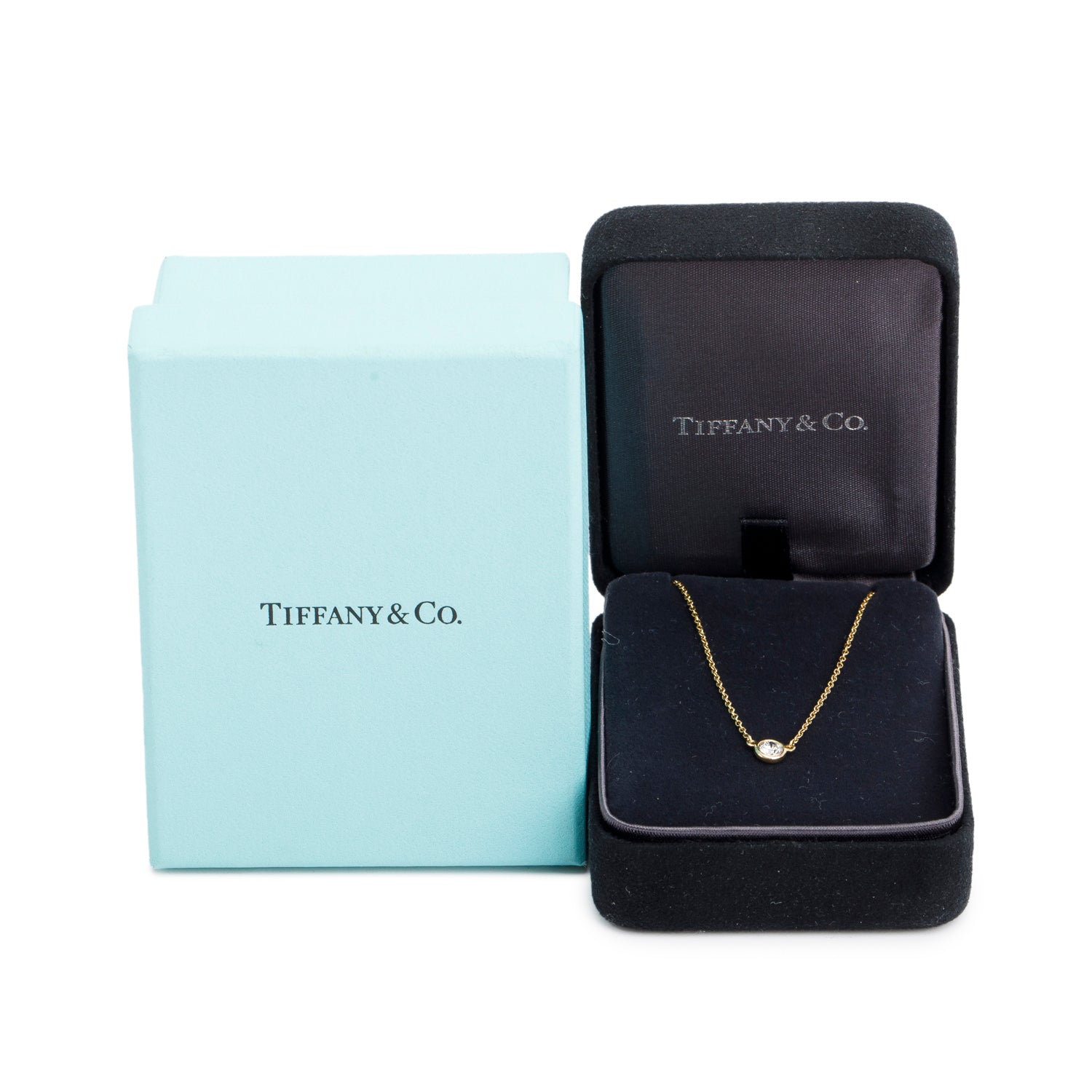 Tiffany & Co. Vintage Elsa Peretti 18k Yellow Gold 0.23 ct. Diamonds by the Yard Pendant Necklace w/ Box