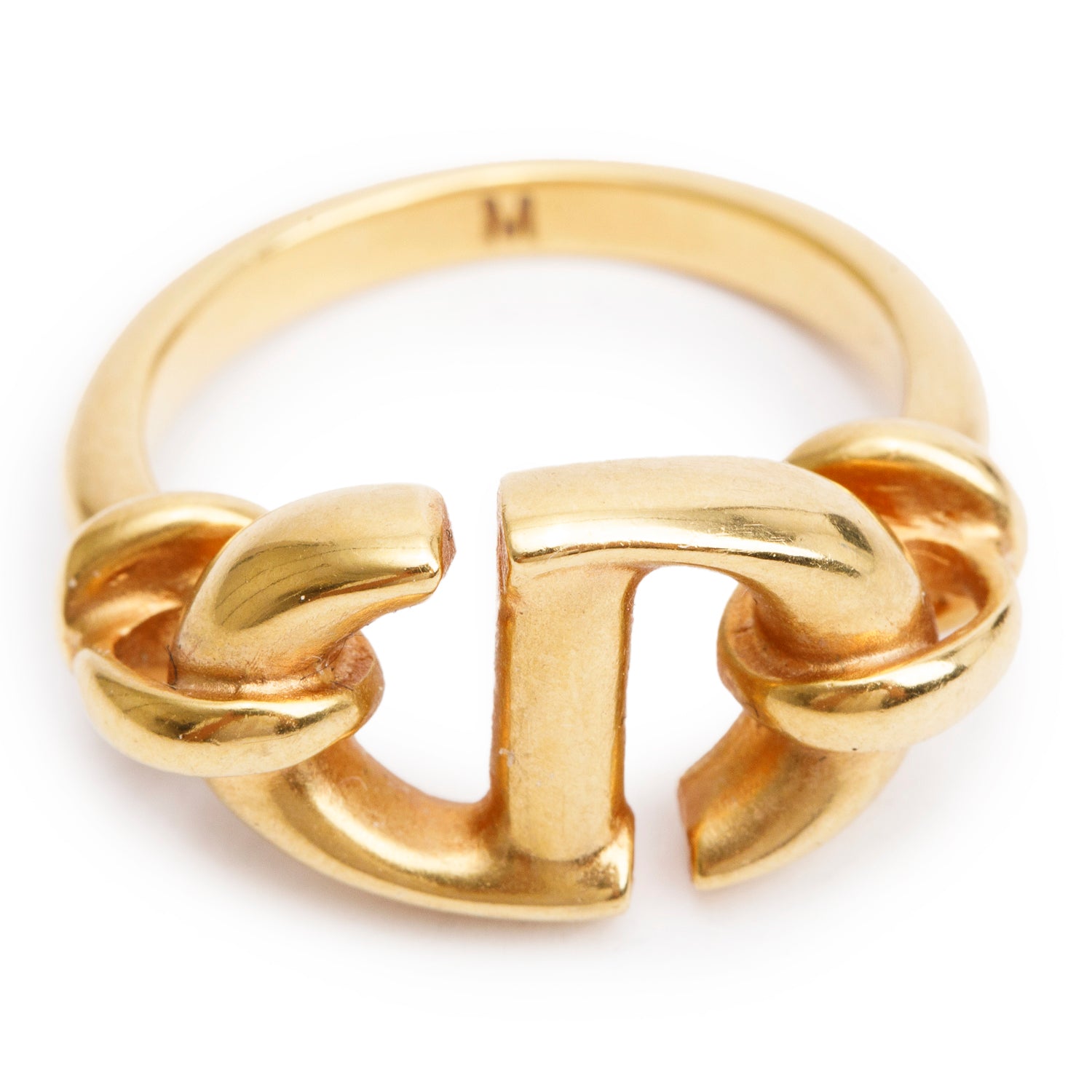 Christian Dior Gold Plated D Ring, Size 6.5