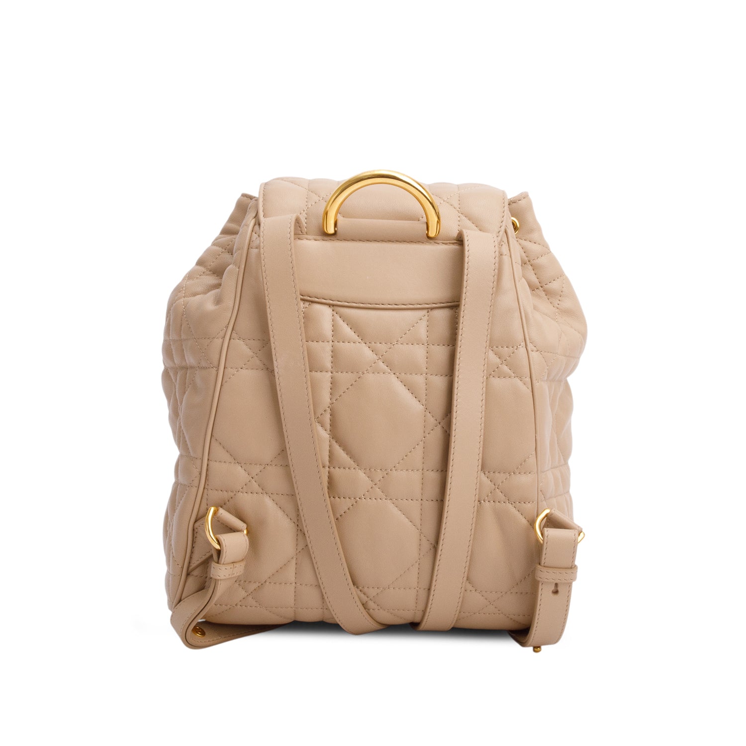Chrisitan Dior 2024 Beige Lambskin Macrocannage Medium Caro Backpack w/ Box
