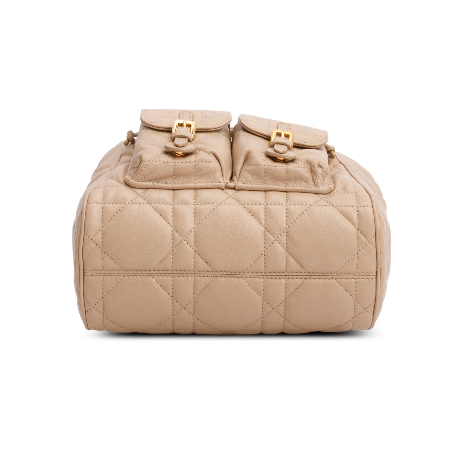 Chrisitan Dior 2024 Beige Lambskin Macrocannage Medium Caro Backpack w/ Box