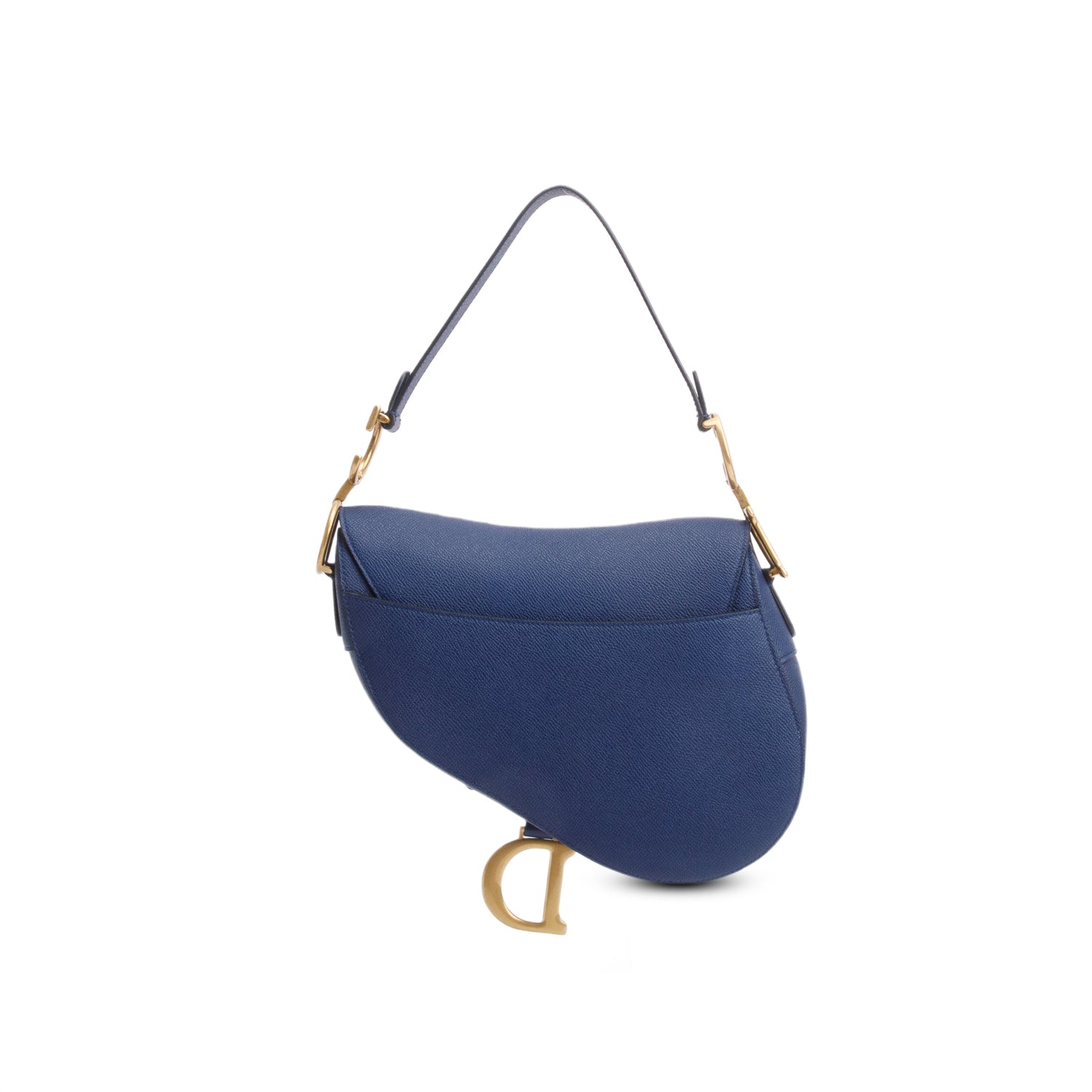 Christian Dior 2022 Blue Grained Calfskin Saddle Bag w/ Box
