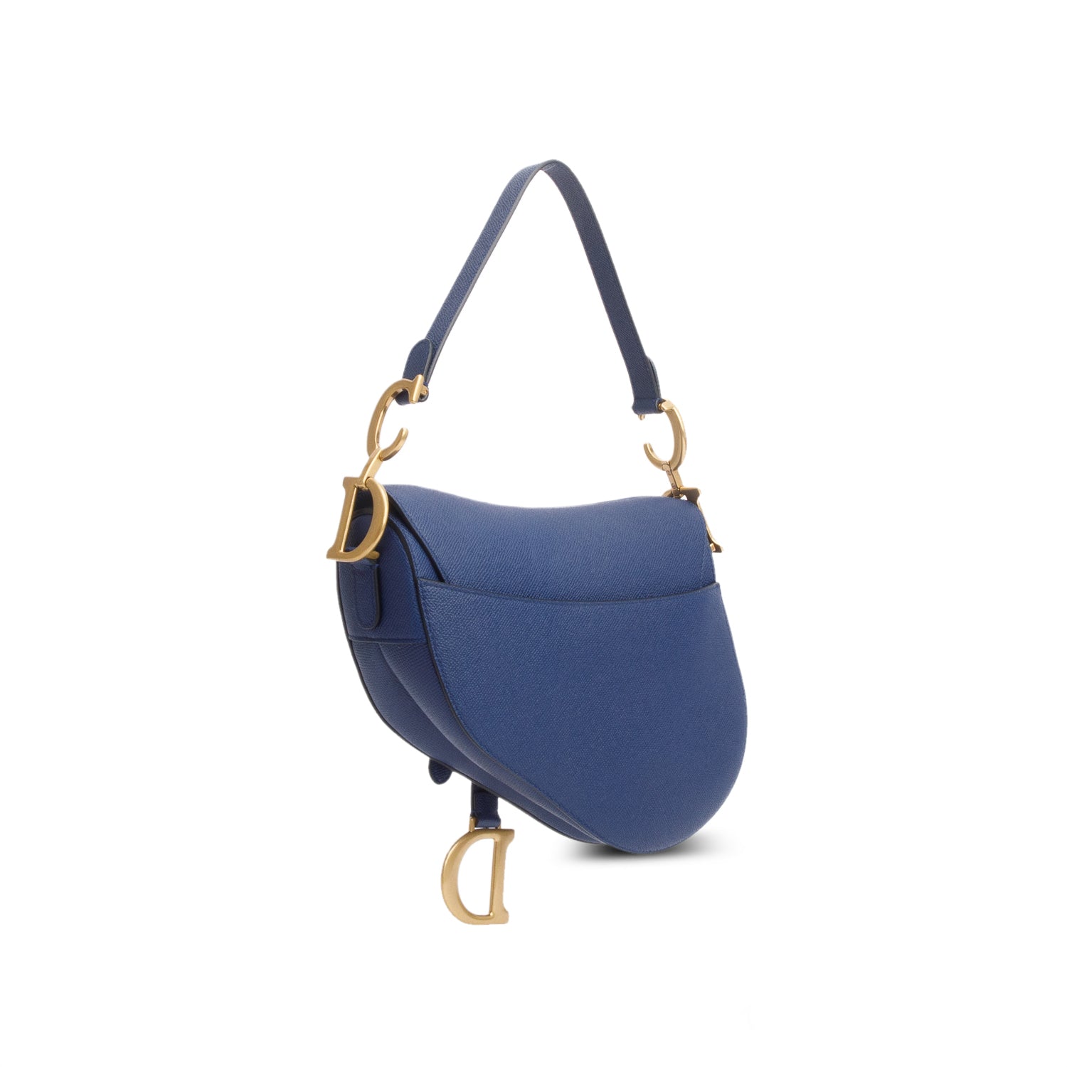 Christian Dior 2022 Blue Grained Calfskin Saddle Bag w/ Box