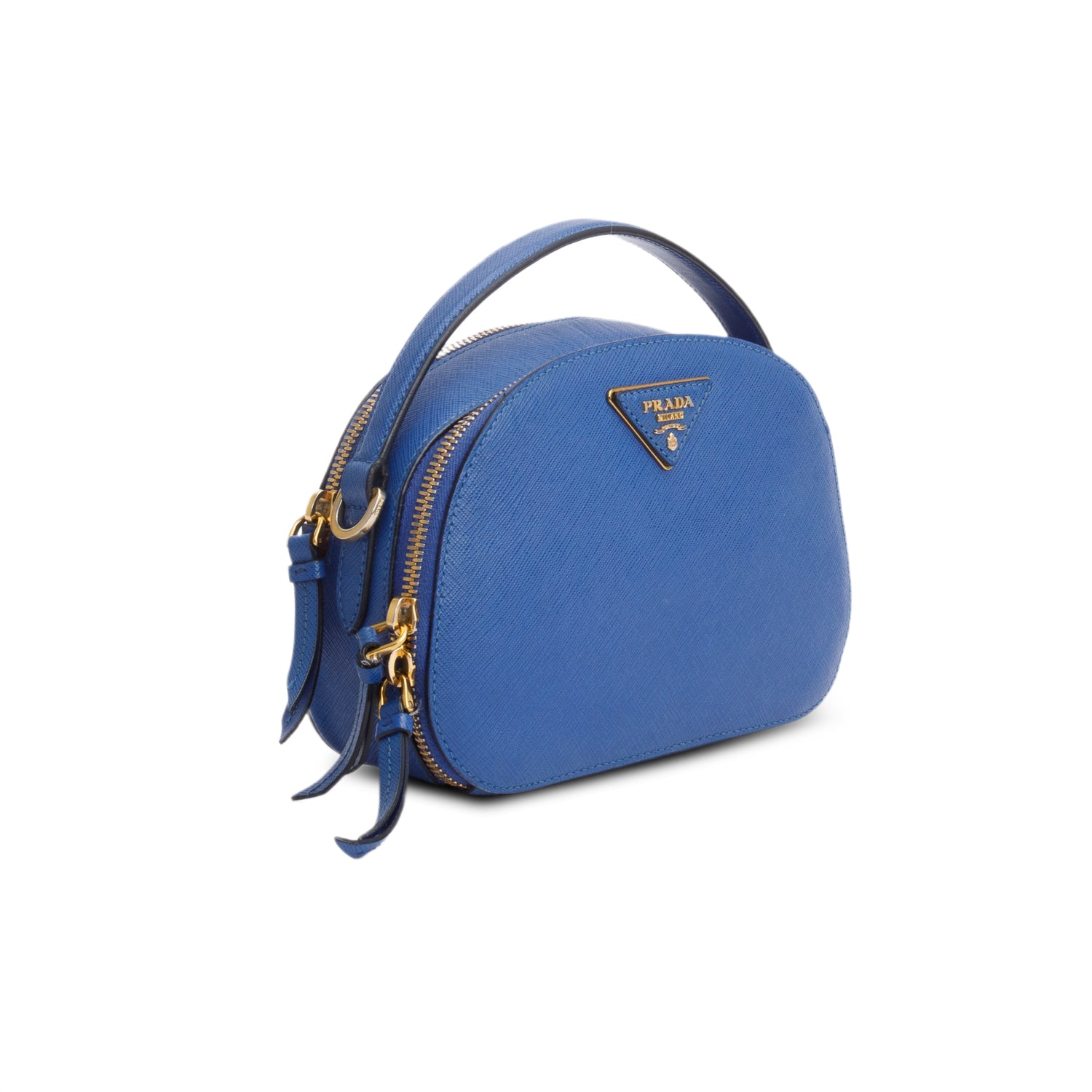 Prada Blue Saffiano Lux Leather Odette Bag w/ Box, Strap & Authenticity Card