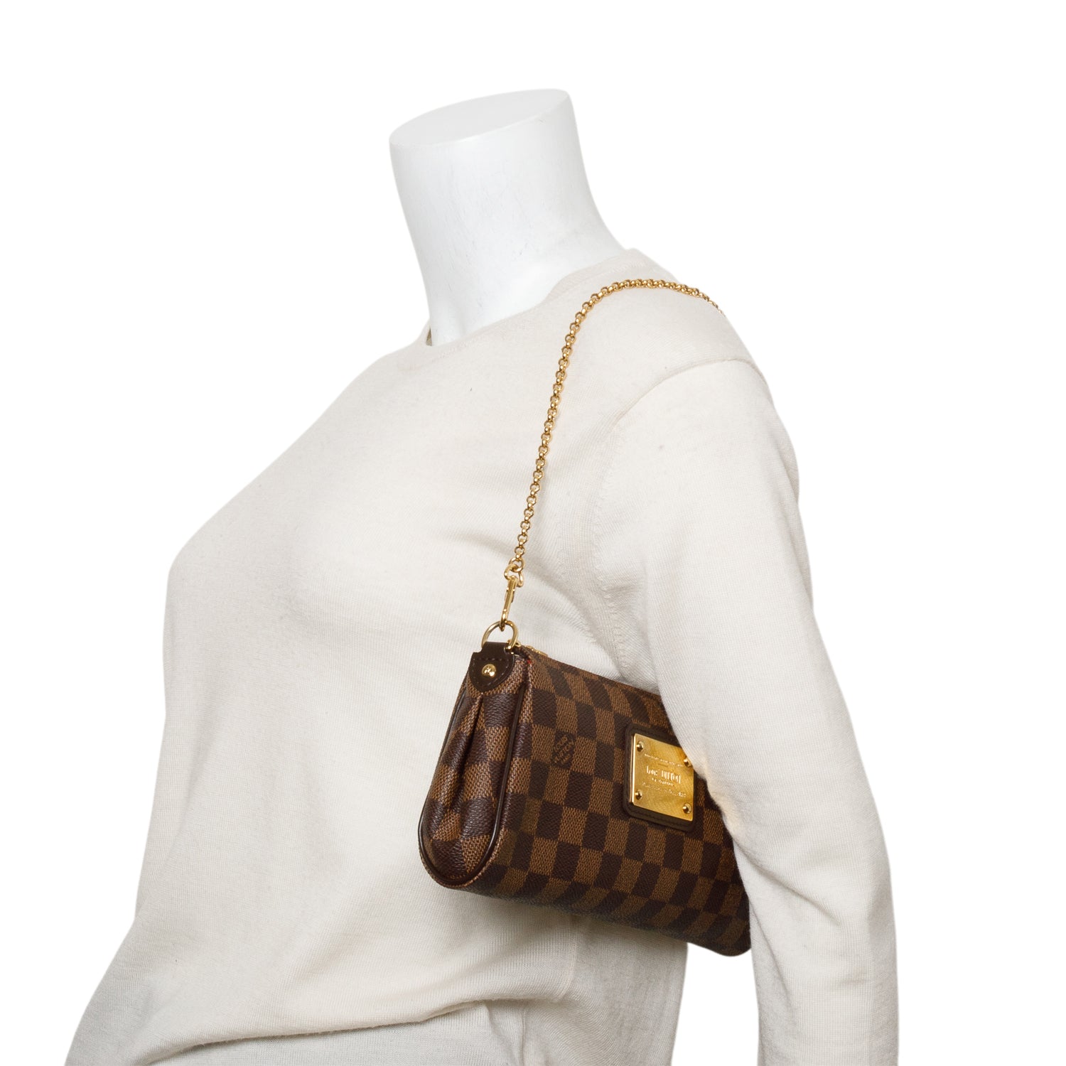 Louis Vuitton Damier Ebene Eva Clutch w/ Box & Straps