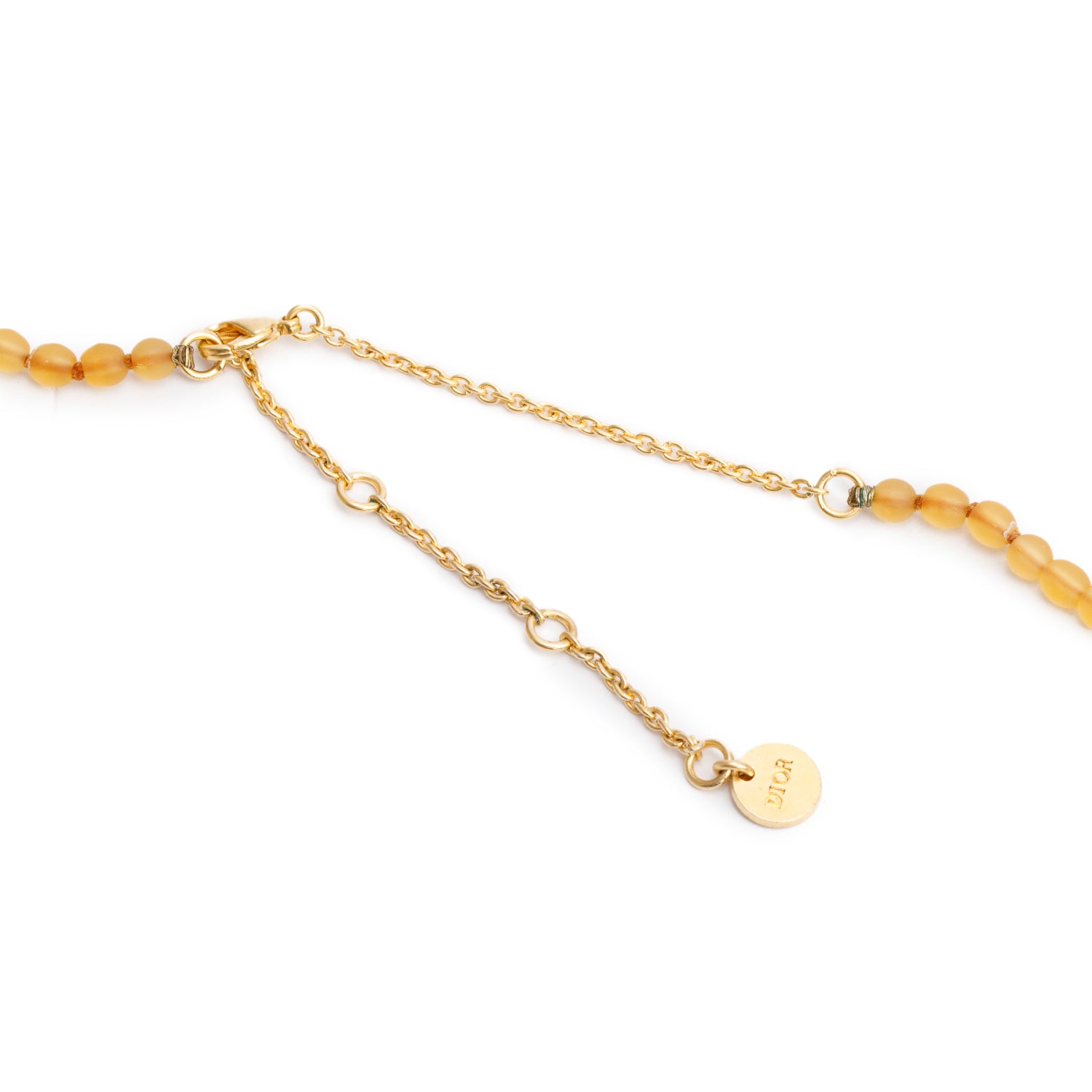 Christian Dior Gold Plated Beaded Leaf & Dragonfly Necklace