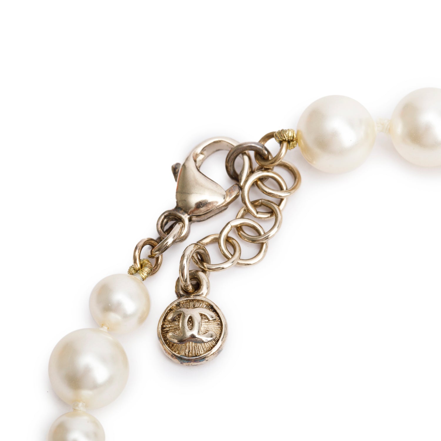 Chanel Gold Plated Faux Pearl Strass Ball & CC Bracelet