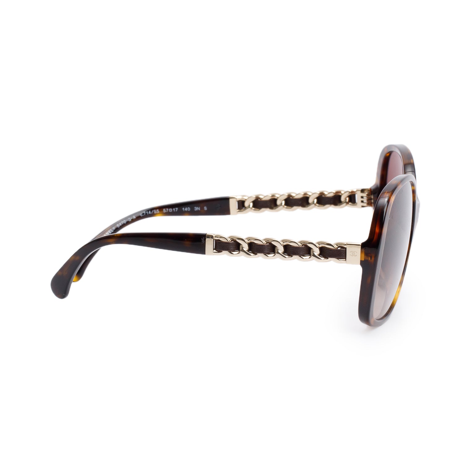 Chanel 5470QA Havana Lambskin Acetate Chain Square Sunglasses w/ Box & Case