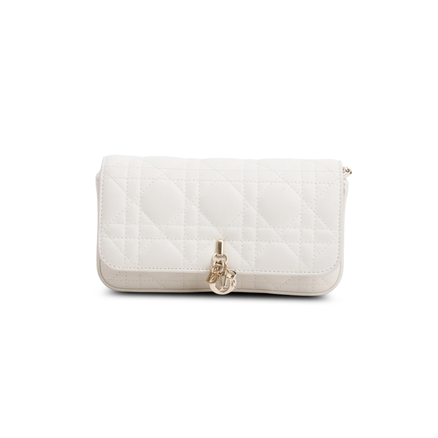 Christian Dior 2024 White Lambskin Cannage My Dior Daily Chain Pouch