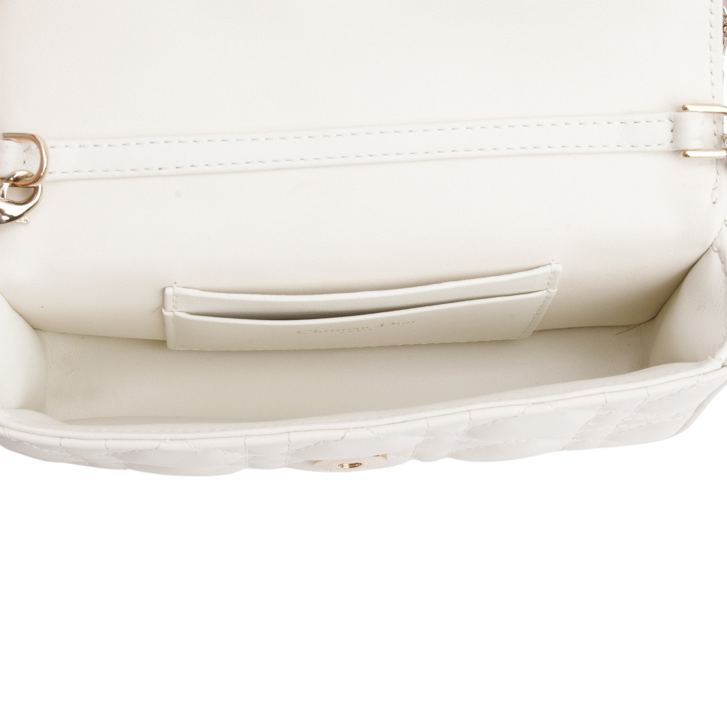 Christian Dior 2024 White Lambskin Cannage My Dior Daily Chain Pouch