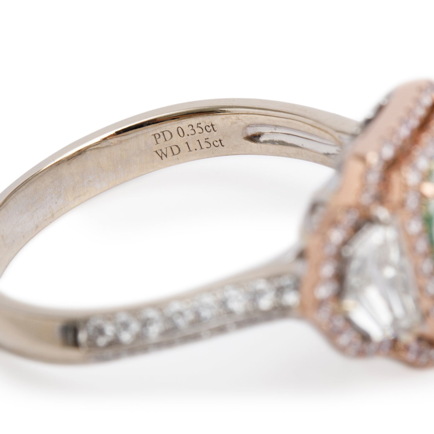 Effy 2023 14k White and Rose Gold 3.02 ct. Cushion Shaped Natural Green Diamond Cocktail Ring, Size 9.25 w/ Box, Receipt & GIA Report