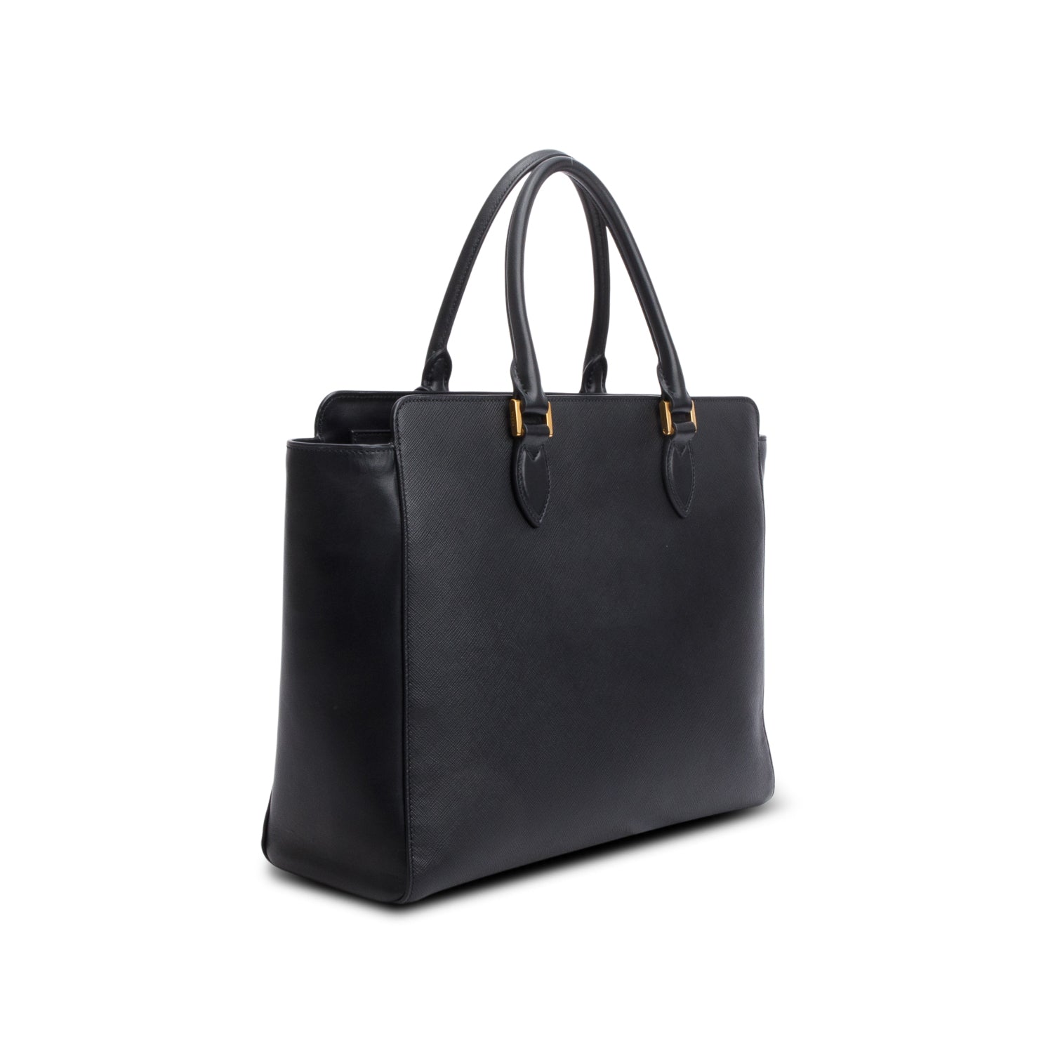 Prada Black Saffiano Soft Calf Leather Medium Tote w/ Strap & Authenticity Card