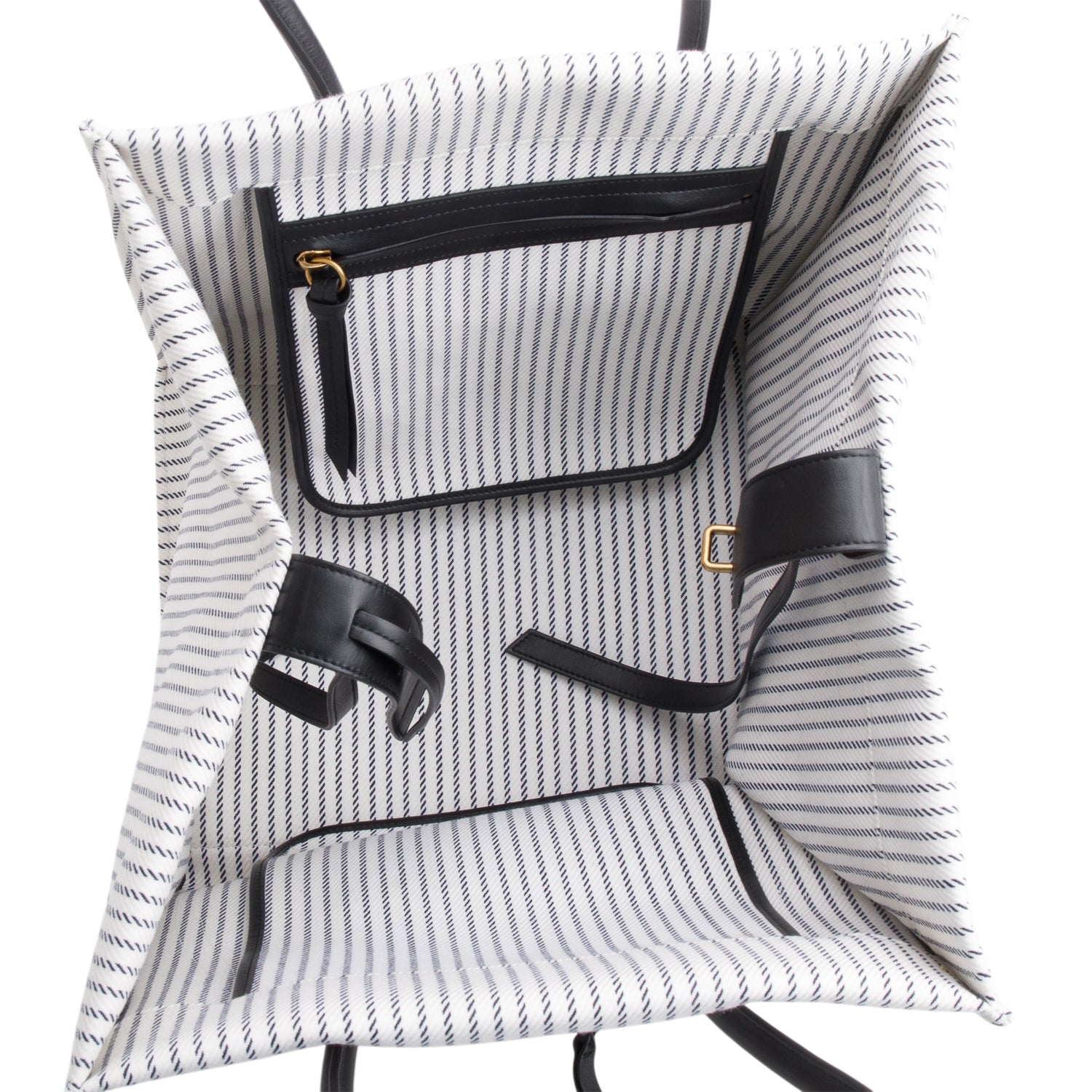 Celine White Cotton Canvas Striped Medium Phantom Luggage Tote