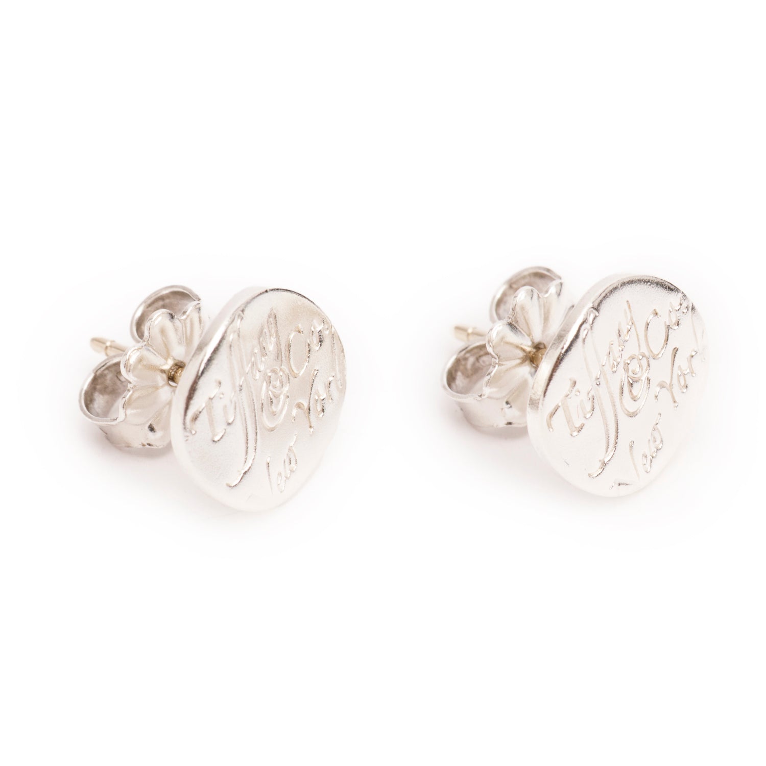Tiffany & Co. Sterling Silver Notes Round Stud Earrings, 9 MM