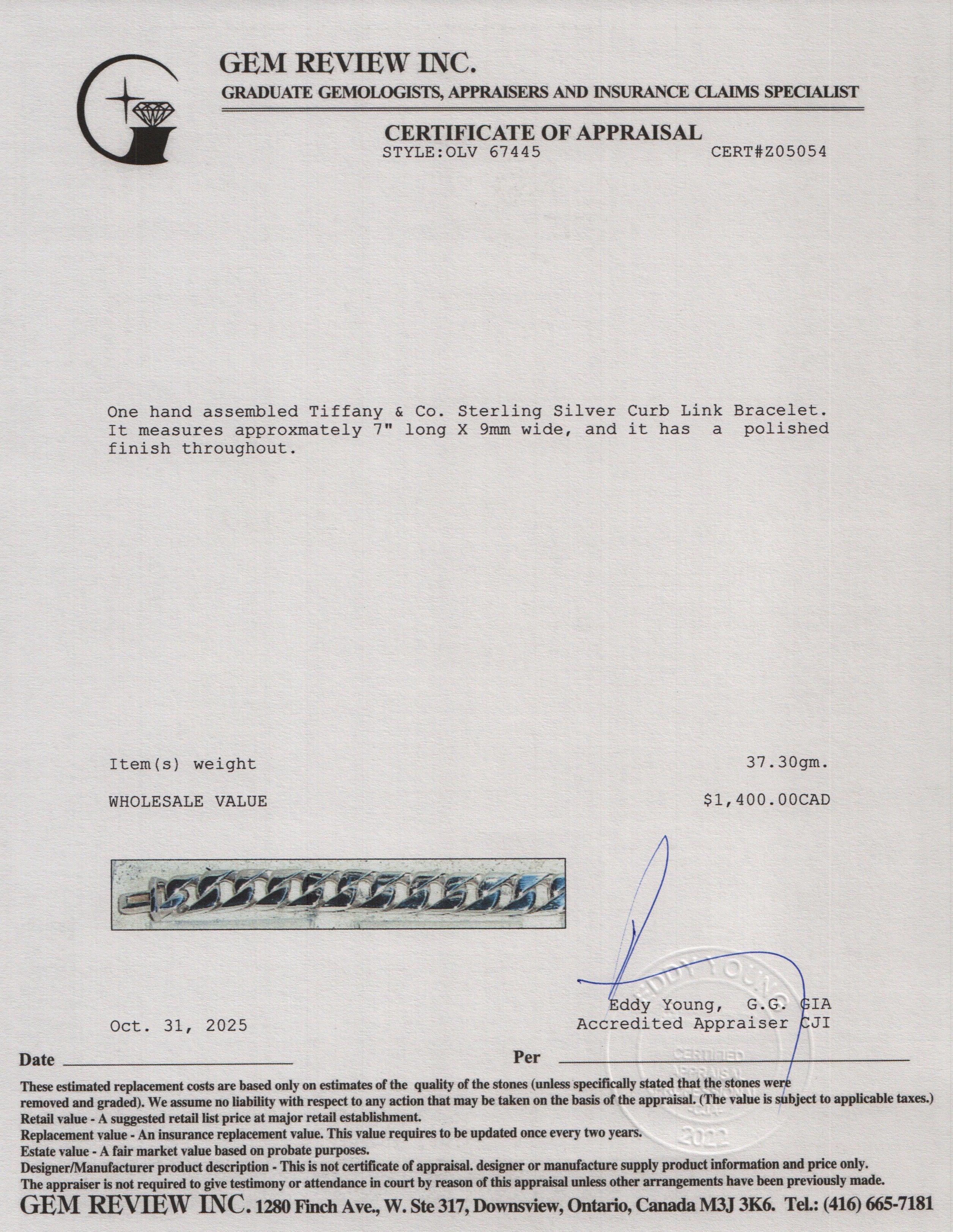 Tiffany & Co. Sterling Silver Curb Link Bracelet