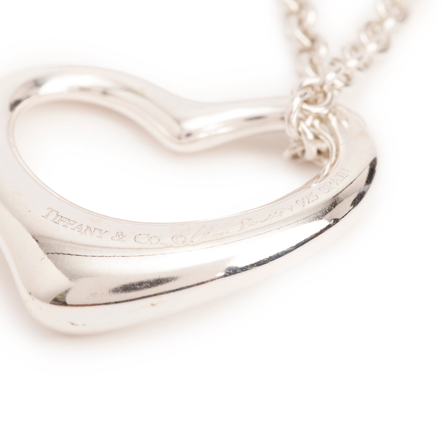 Tiffany & Co. Elsa Peretti Sterling Silver Open Heart Pendant Necklace, 27 MM