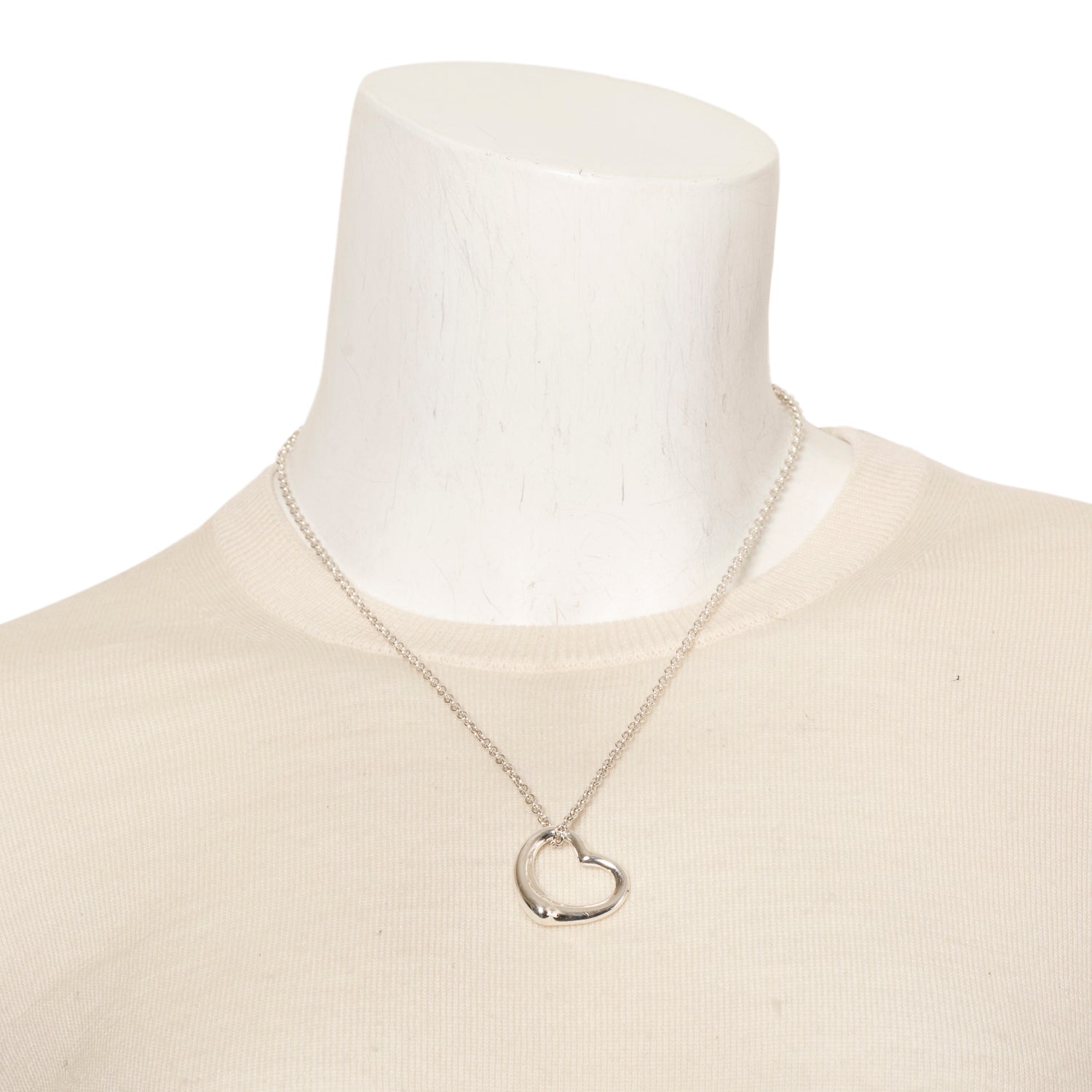 Tiffany & Co. Elsa Peretti Sterling Silver Open Heart Pendant Necklace, 27 MM